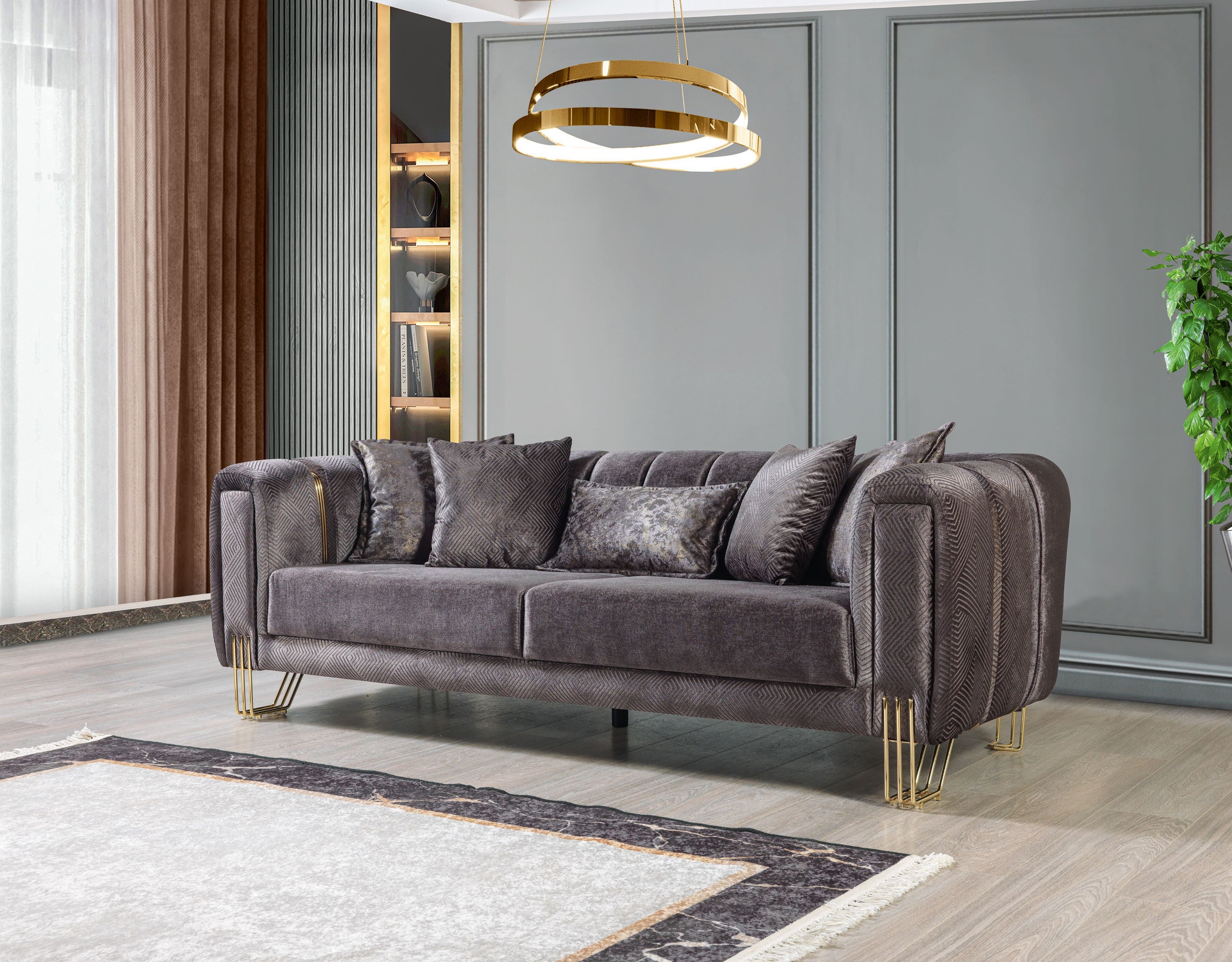 Santana Smoke Velvet Sofa