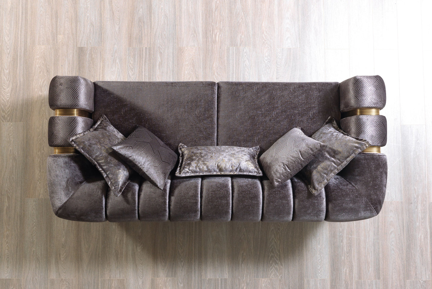 Santana Smoke Velvet Sofa 89" & Loveseat 69"