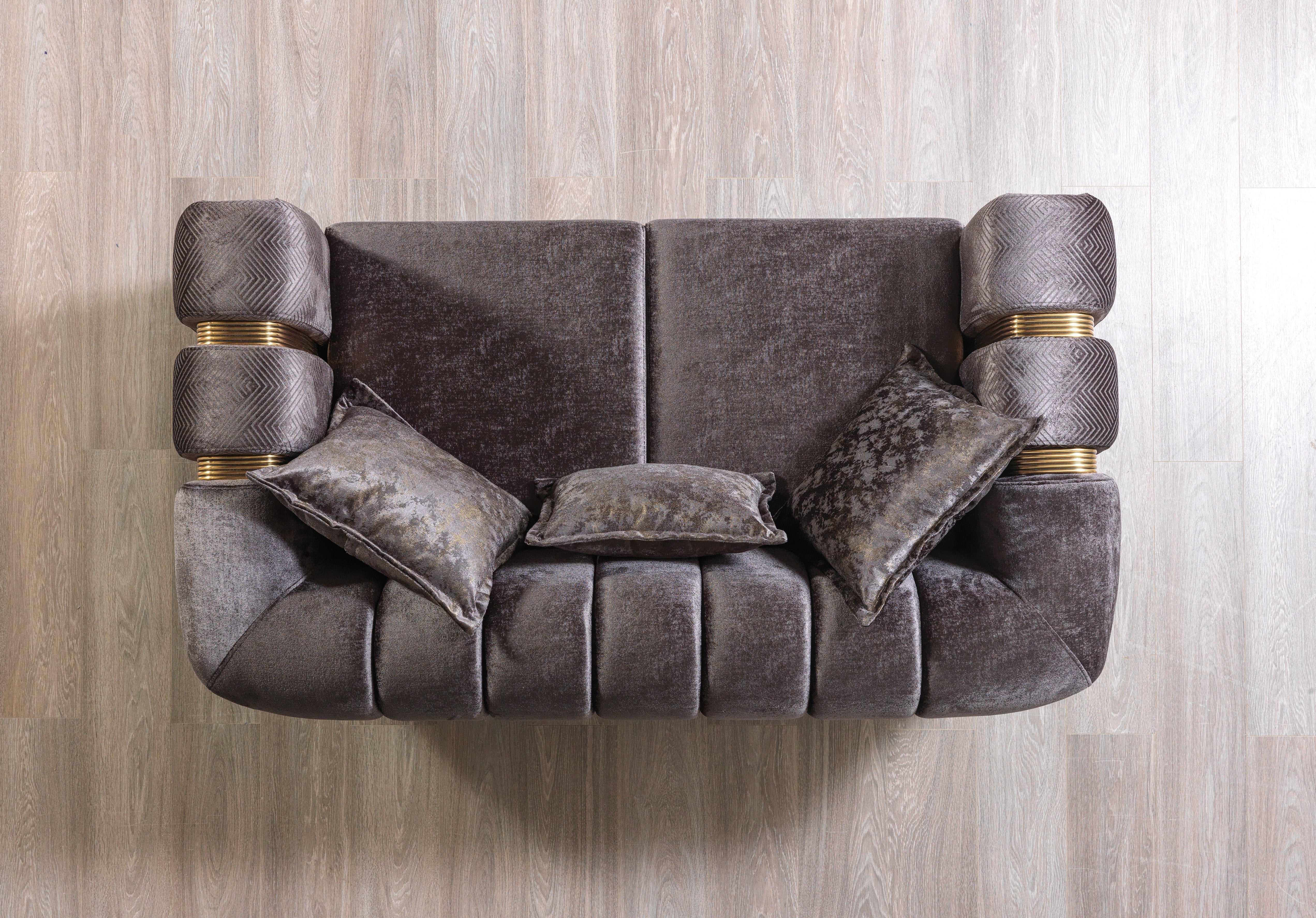 Santana Smoke Velvet Sofa 89" & Loveseat 69"