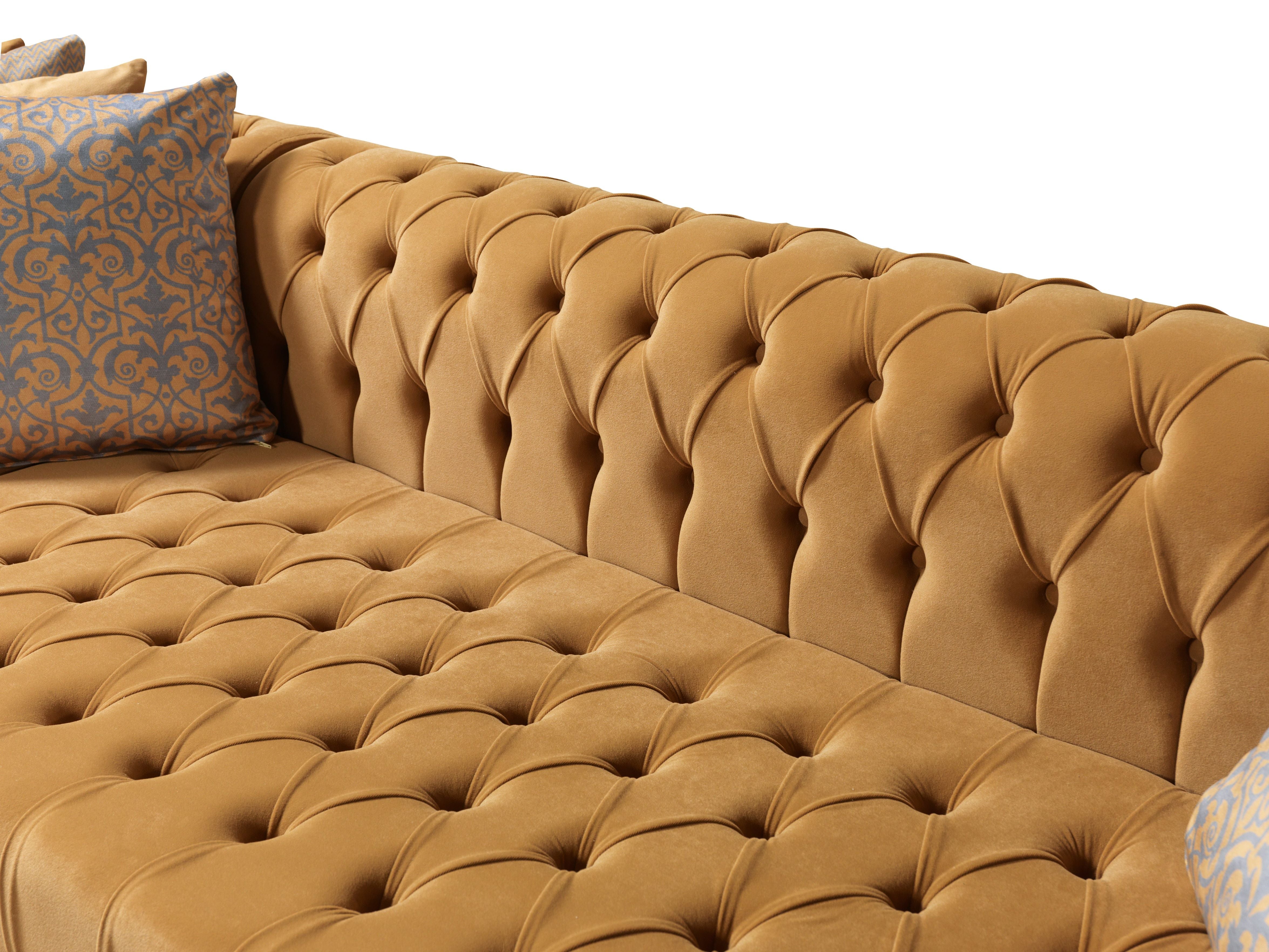 Lauren Mustard Velvet Double Chaise 136" Sectional
