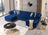 Lauren Navy Velvet Double Chaise 136" Sectional