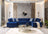 Lauren Navy Velvet Double Chaise 136" Sectional