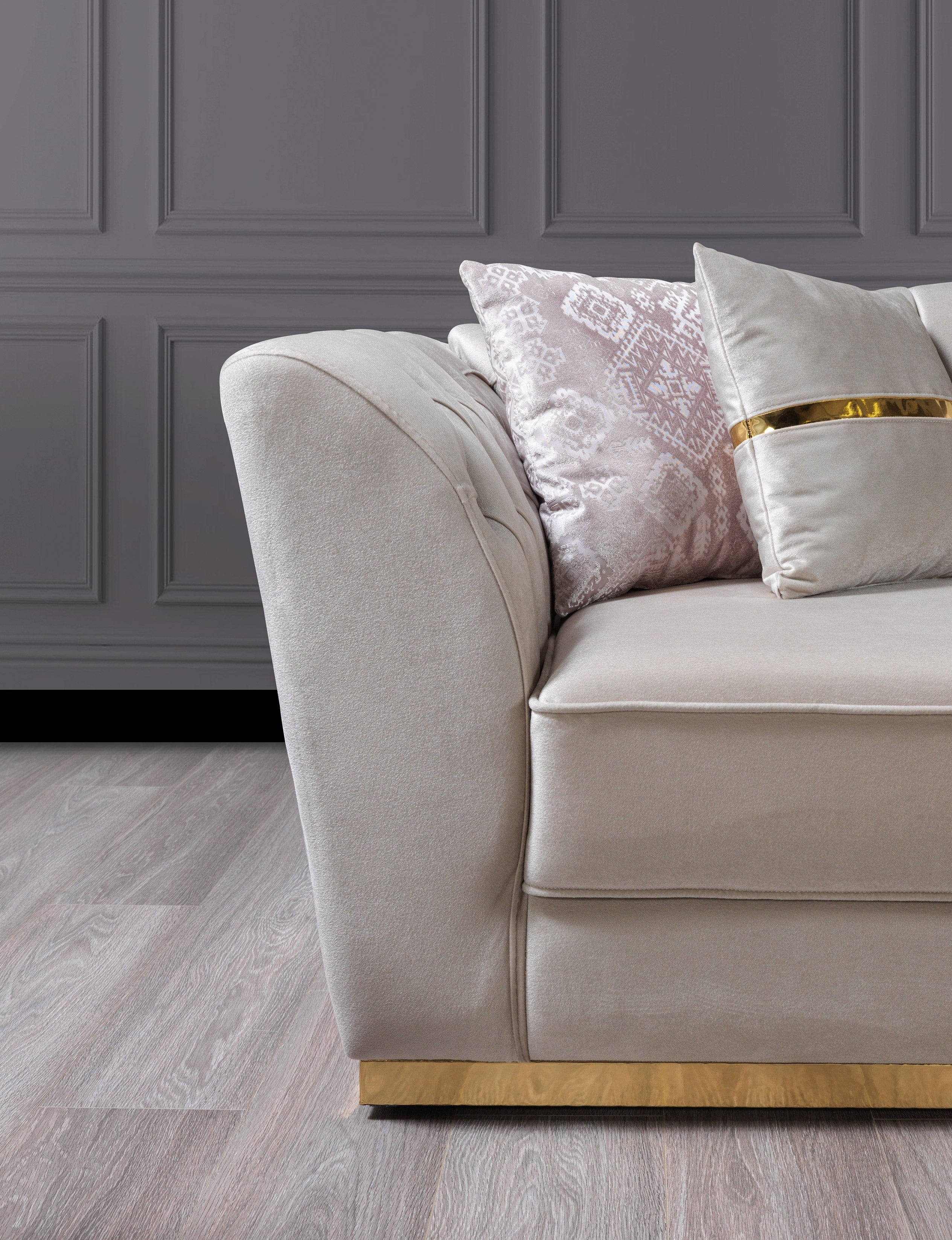 Milena Ivory Velvet Loveseat 73"