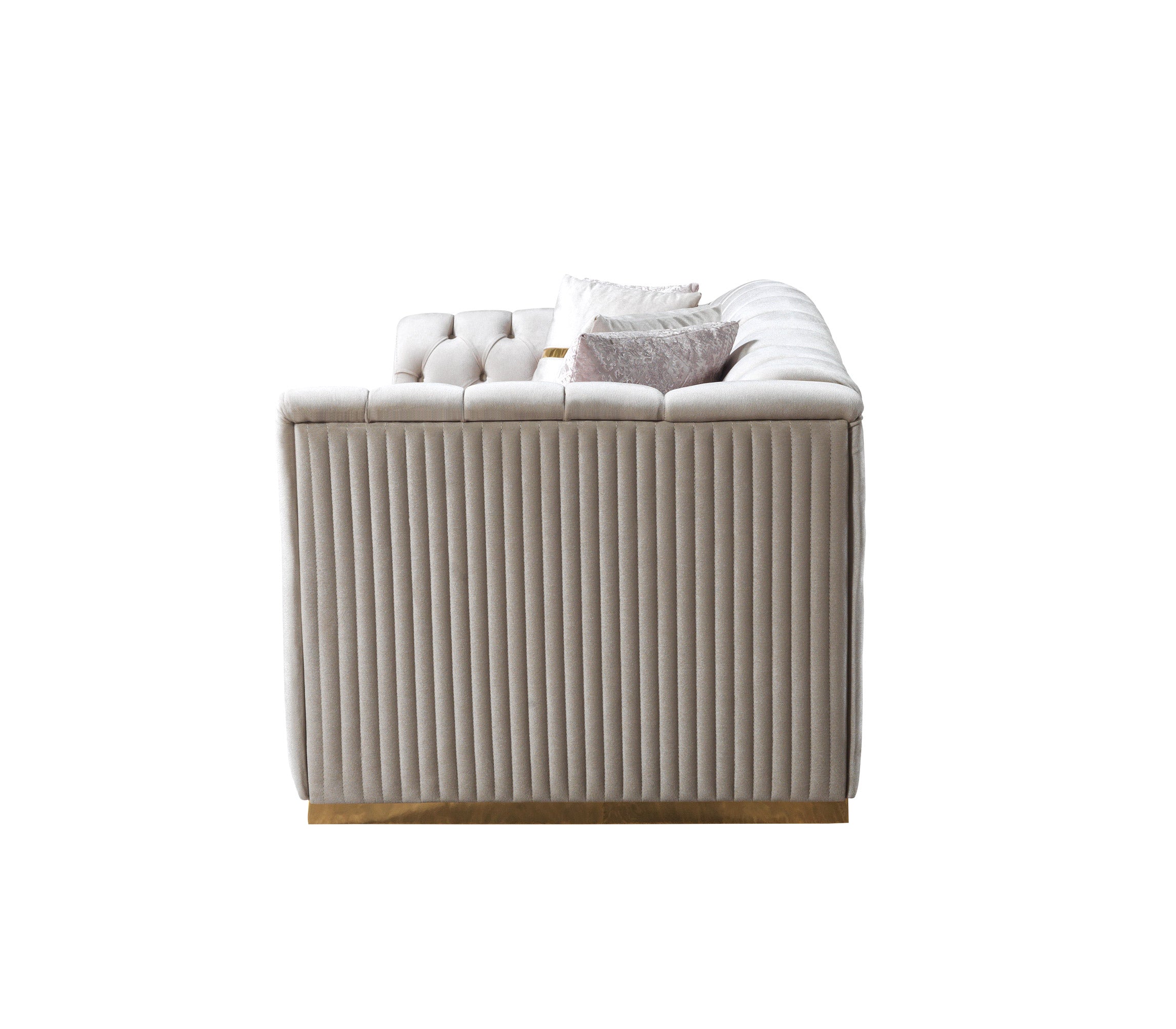 Milena Ivory Velvet Loveseat 73"