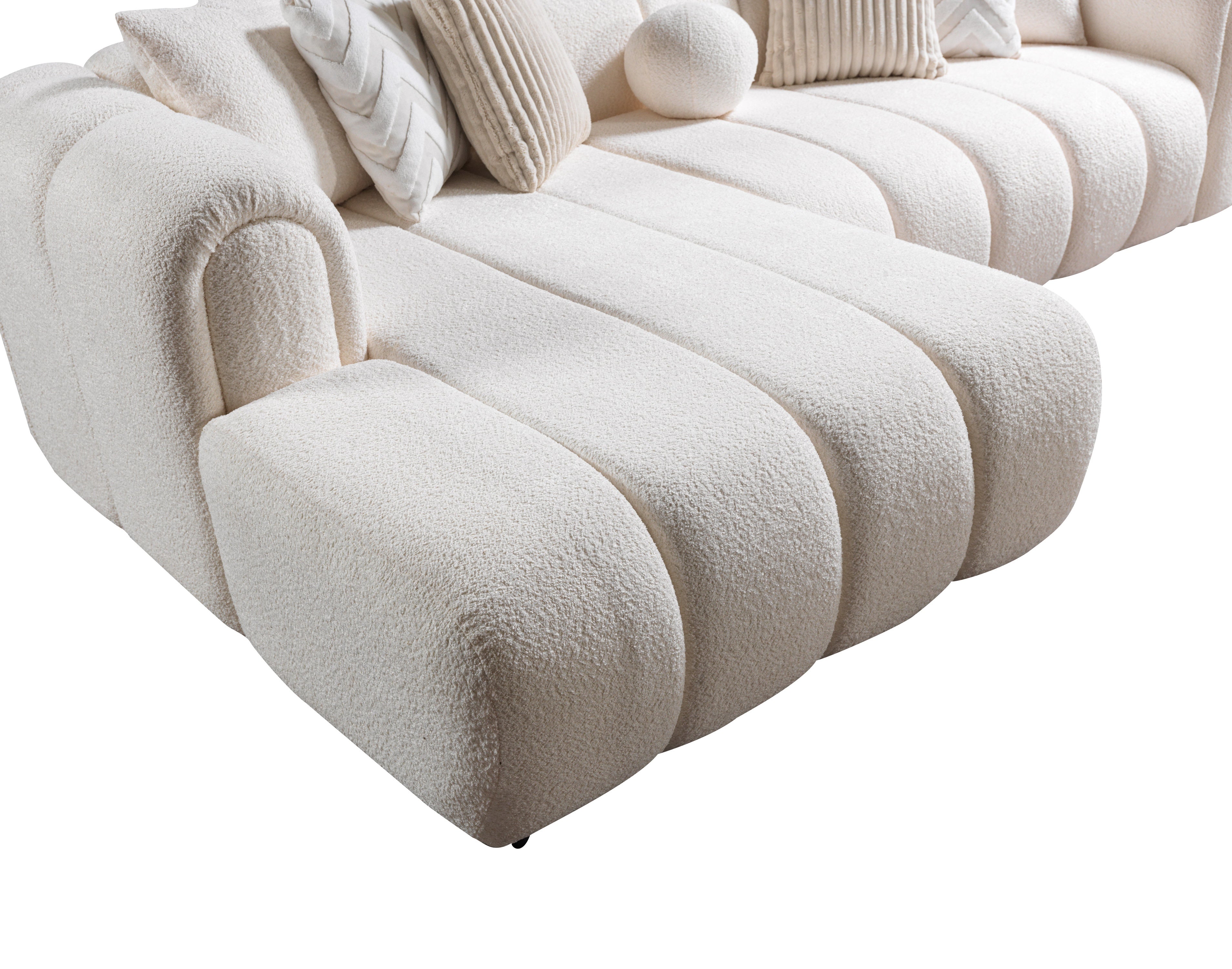 Lis Ivory Boucle LAF 115" Sectional