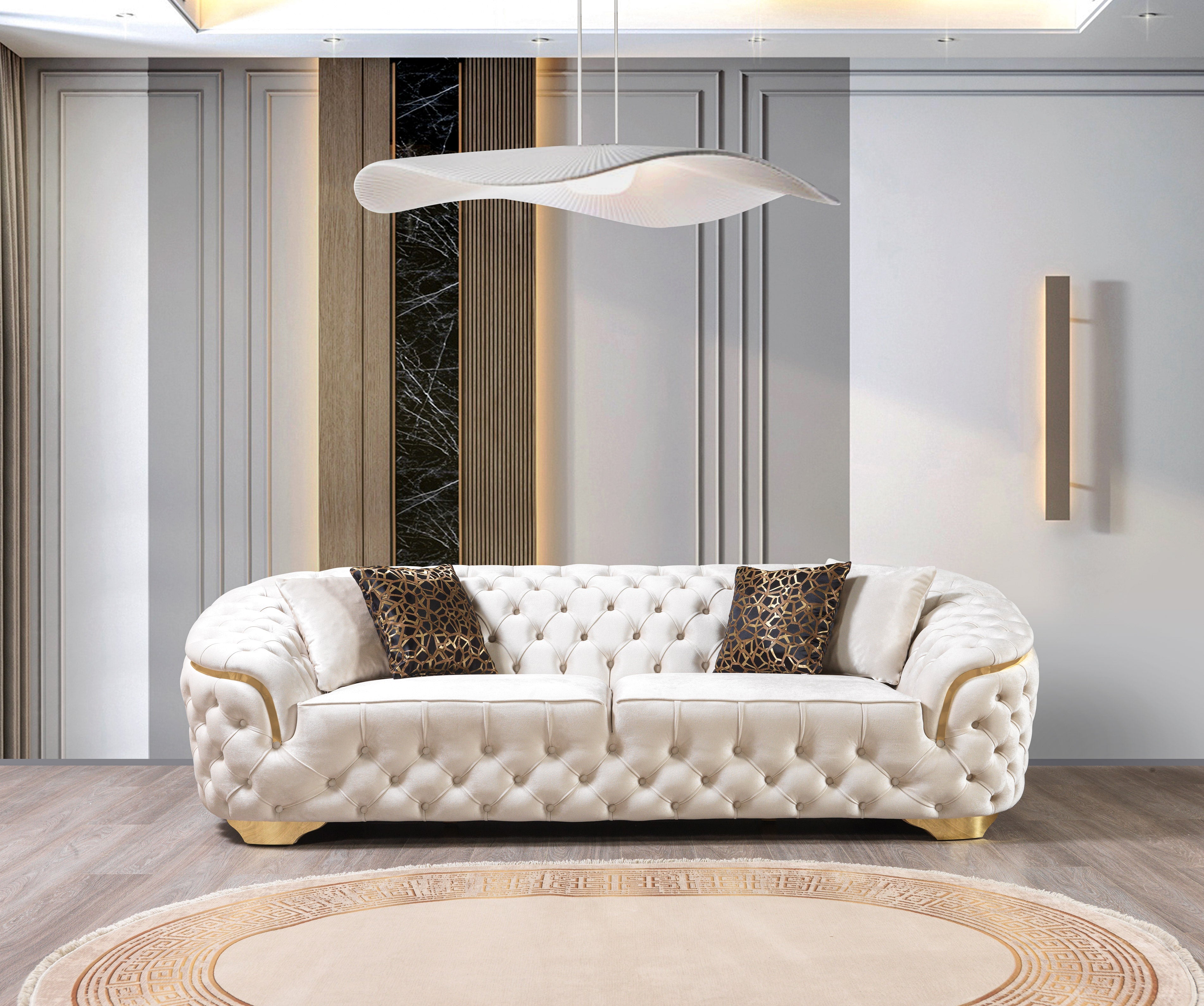 Lupino Ivory Velvet Sofa 98" & Loveseat 79"