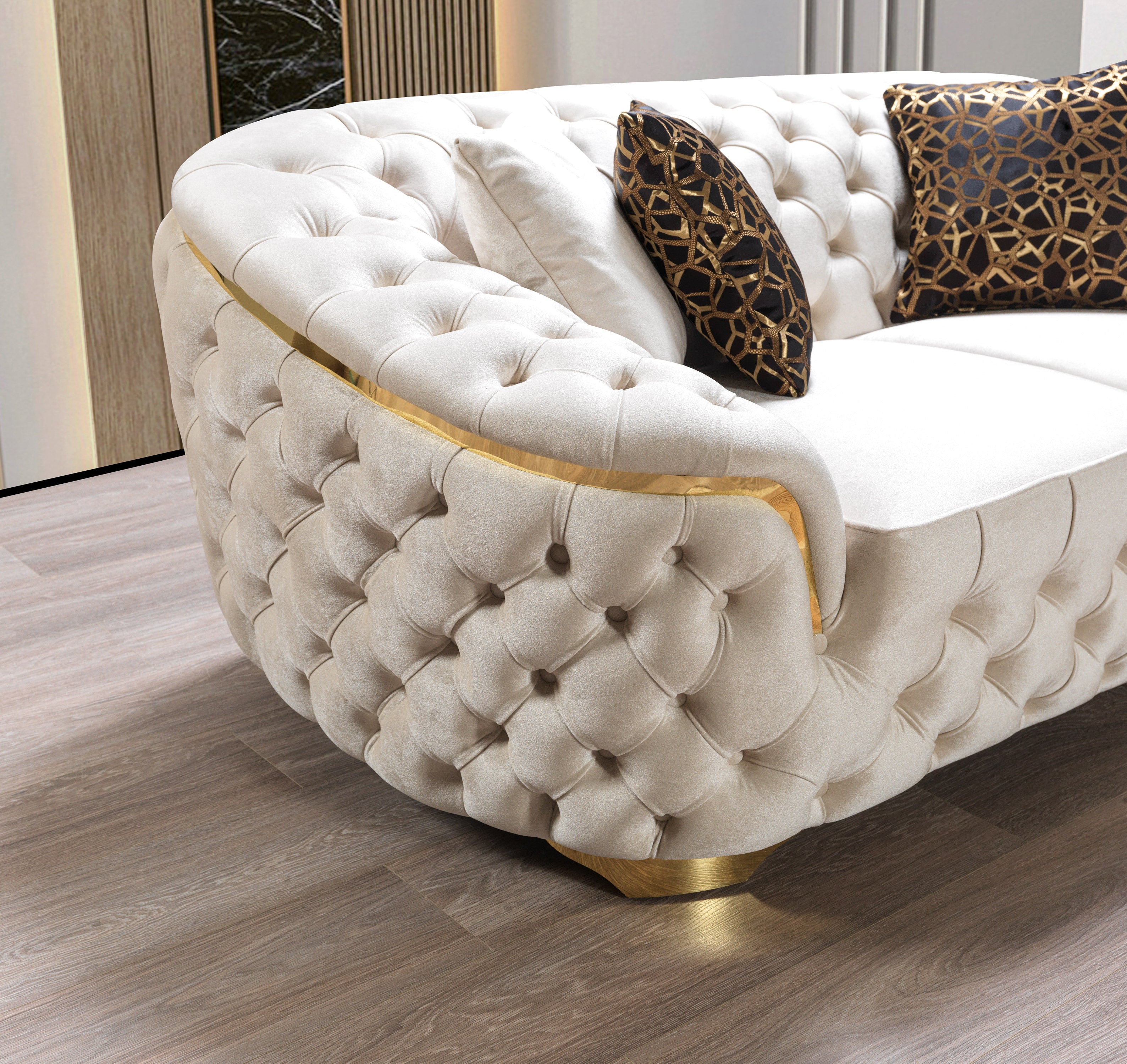 Lupino Ivory Velvet Sofa 98" & Loveseat 79"