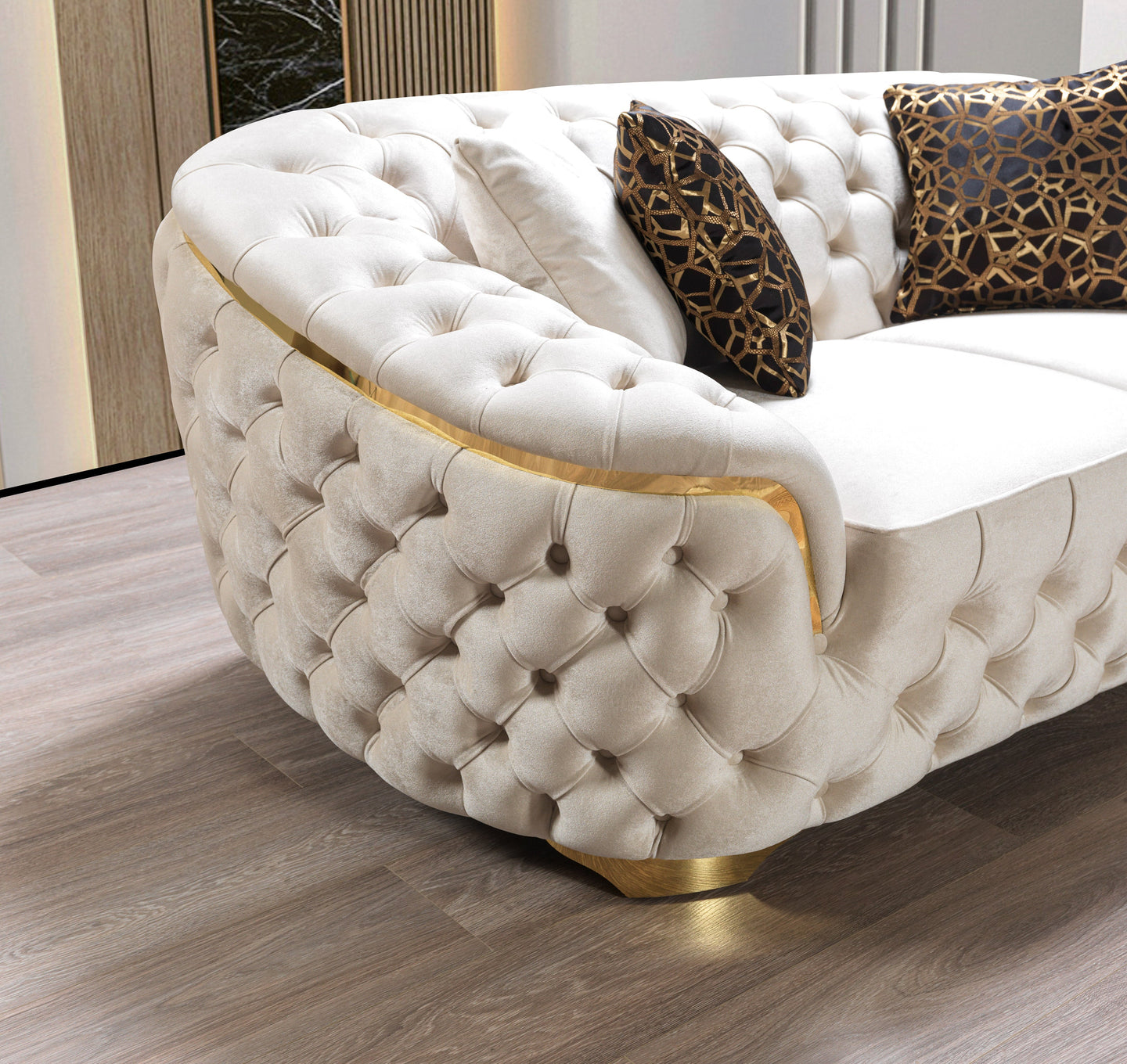 Lupino Ivory Velvet Sofa 98" & Loveseat 79"