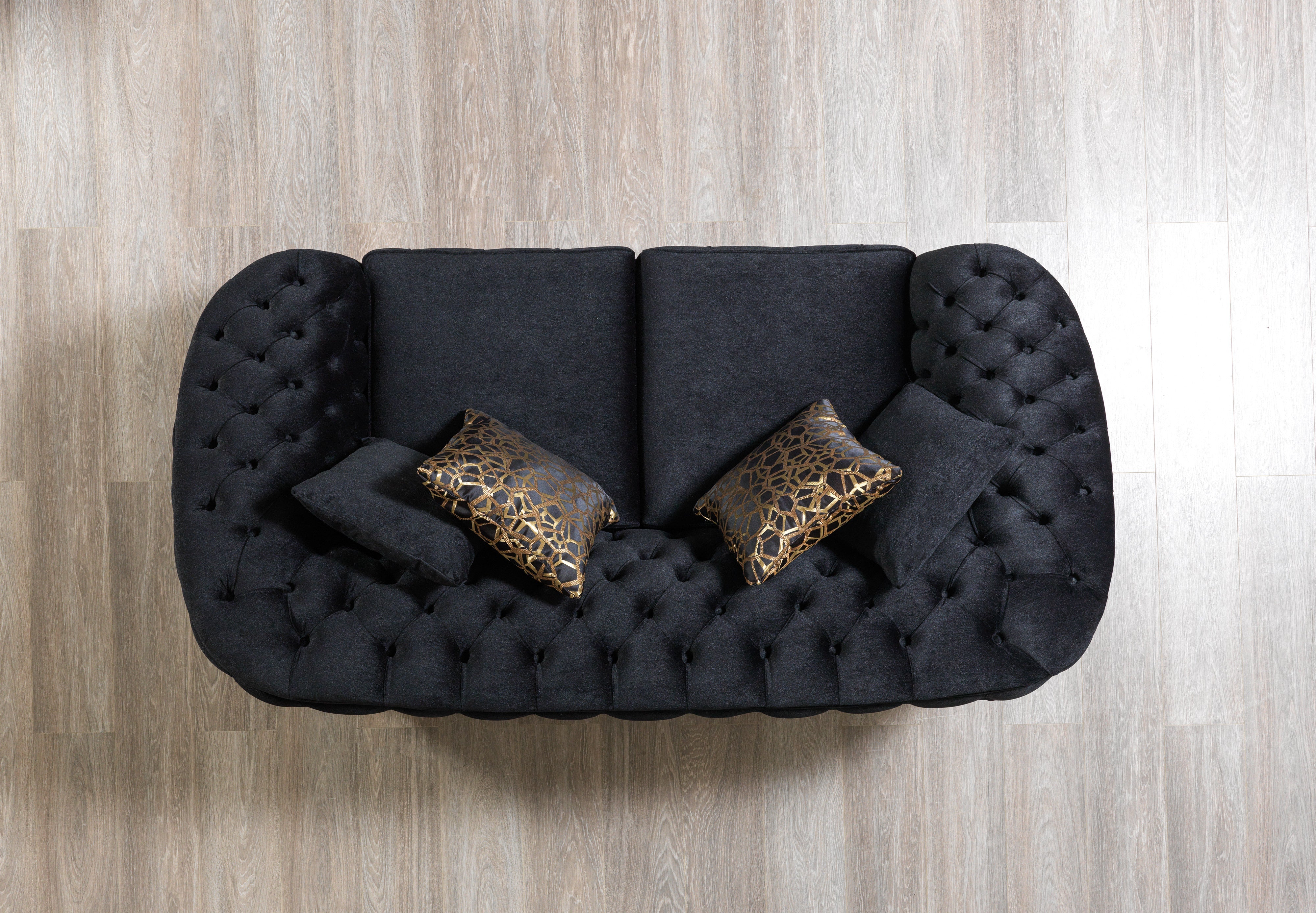 Lupino Black Velvet Sofa 98" & Loveseat 79"