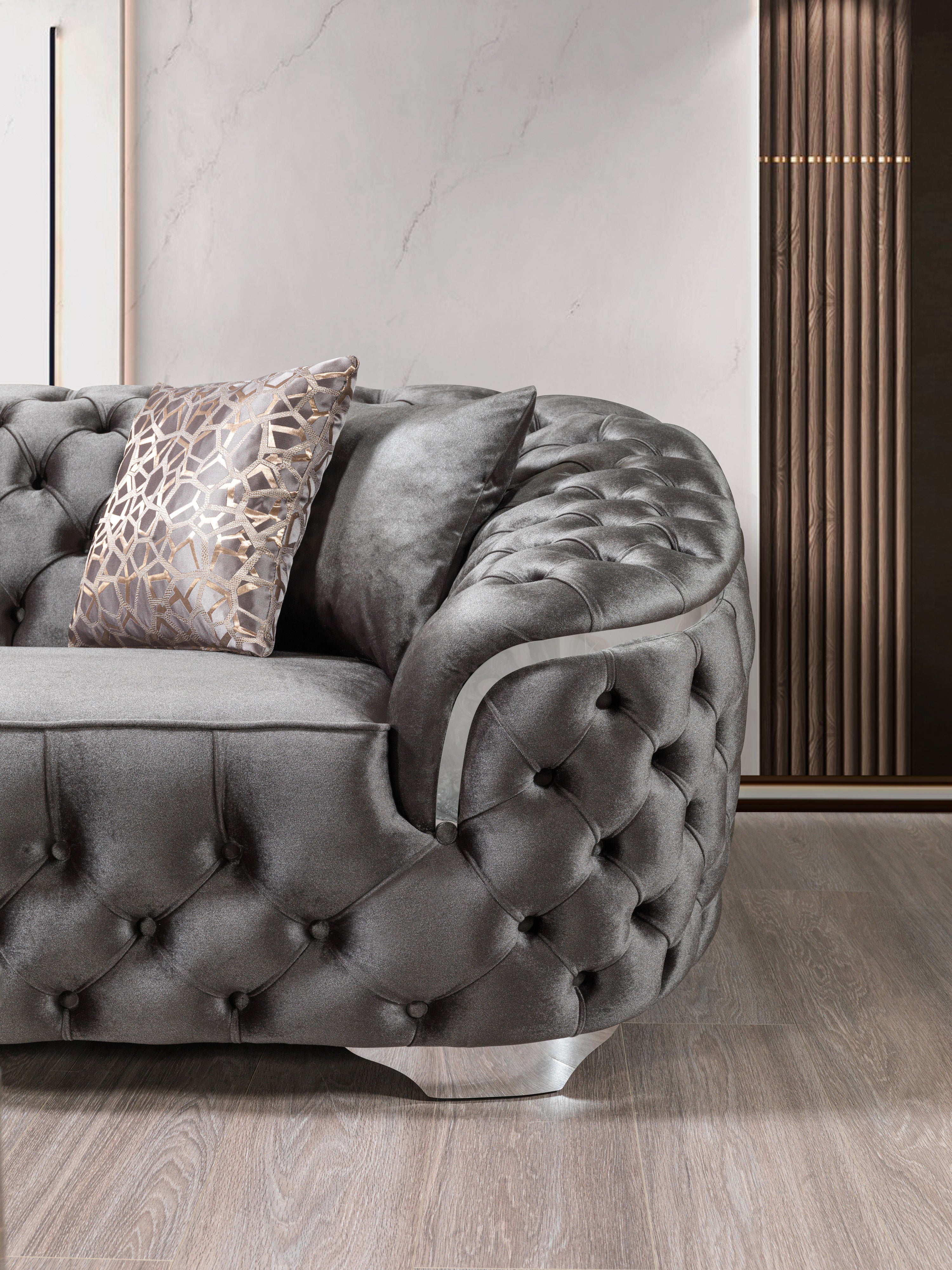 Lupino Gray Velvet Sofa 98" & Loveseat 79"