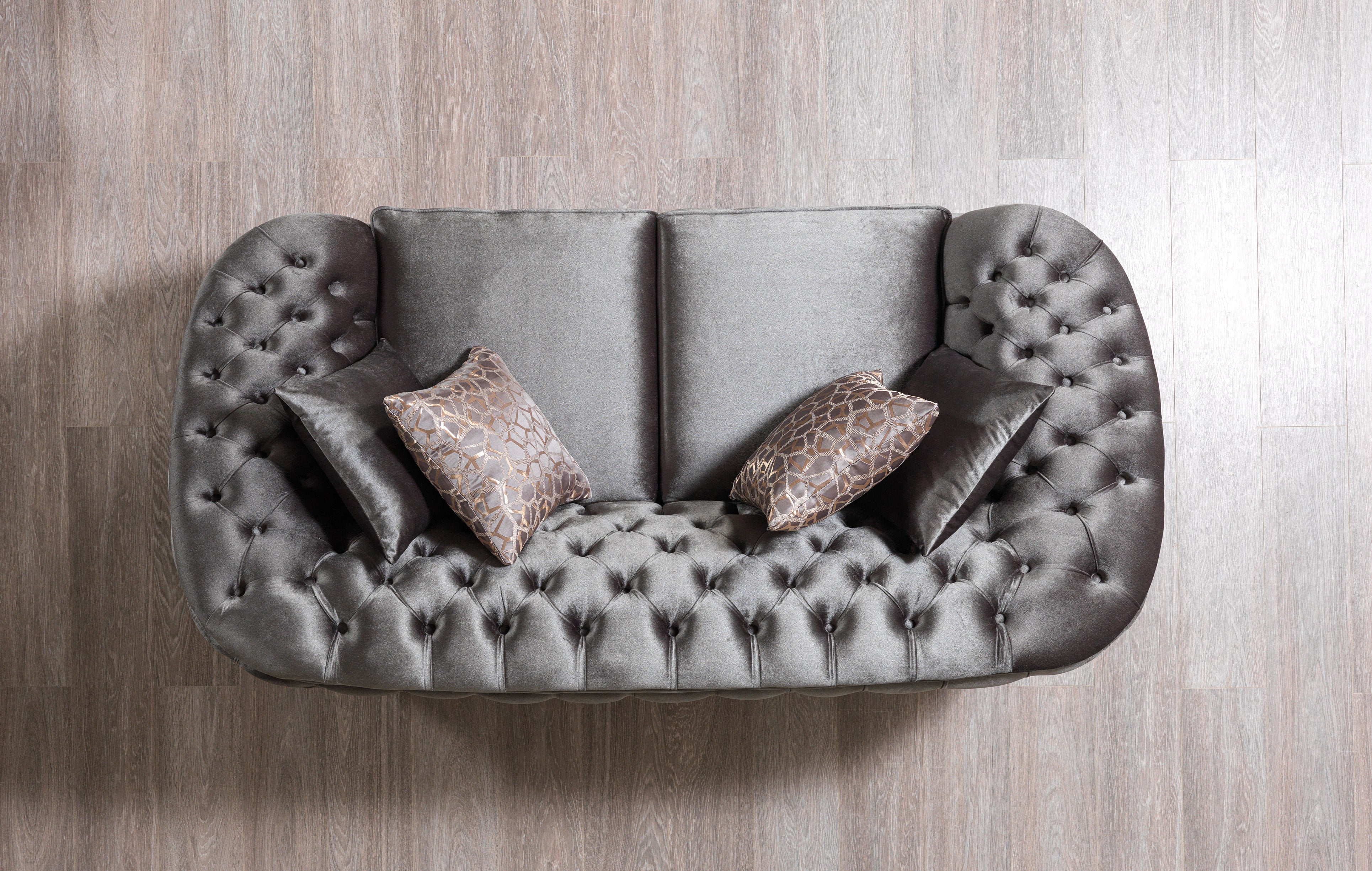 Lupino Gray Velvet Loveseat 79"