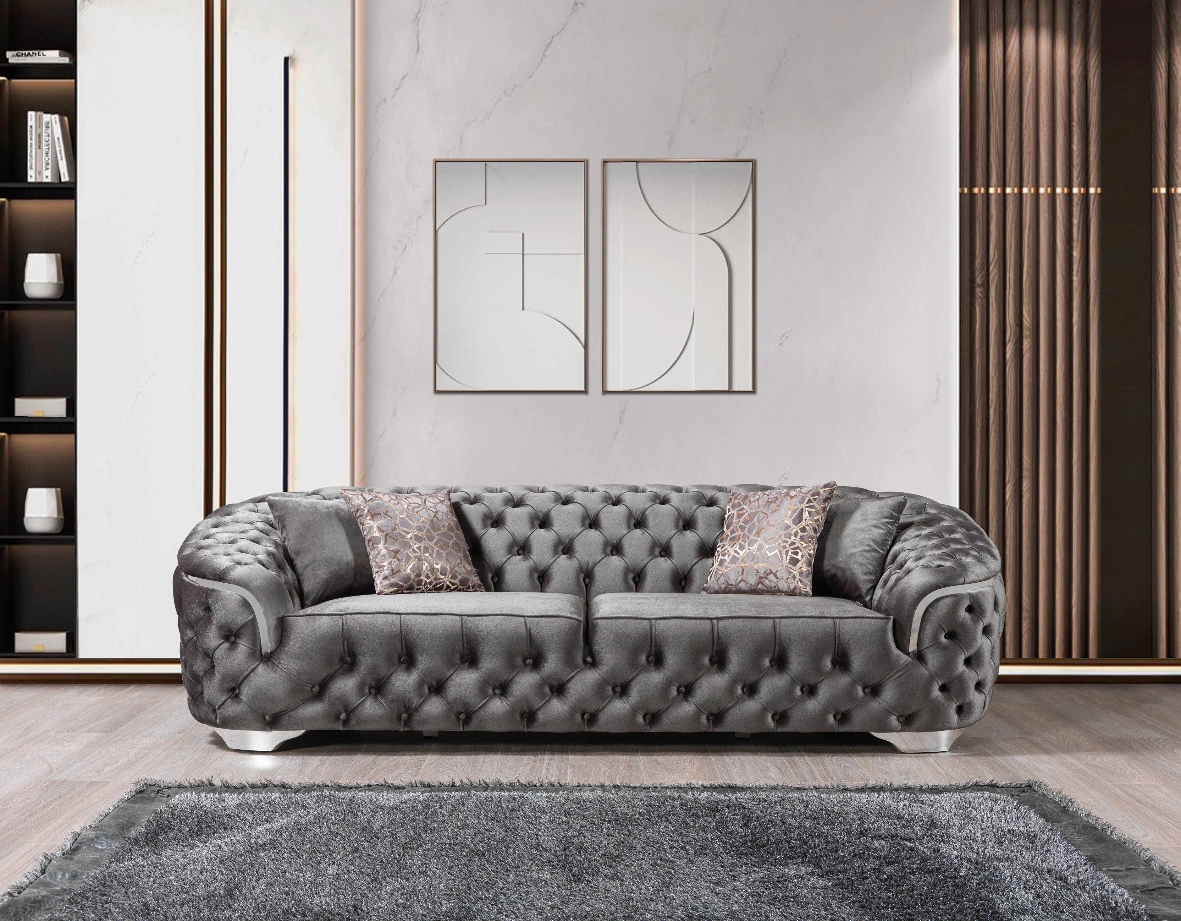 Lupino Gray Velvet Sofa 98" & Loveseat 79"