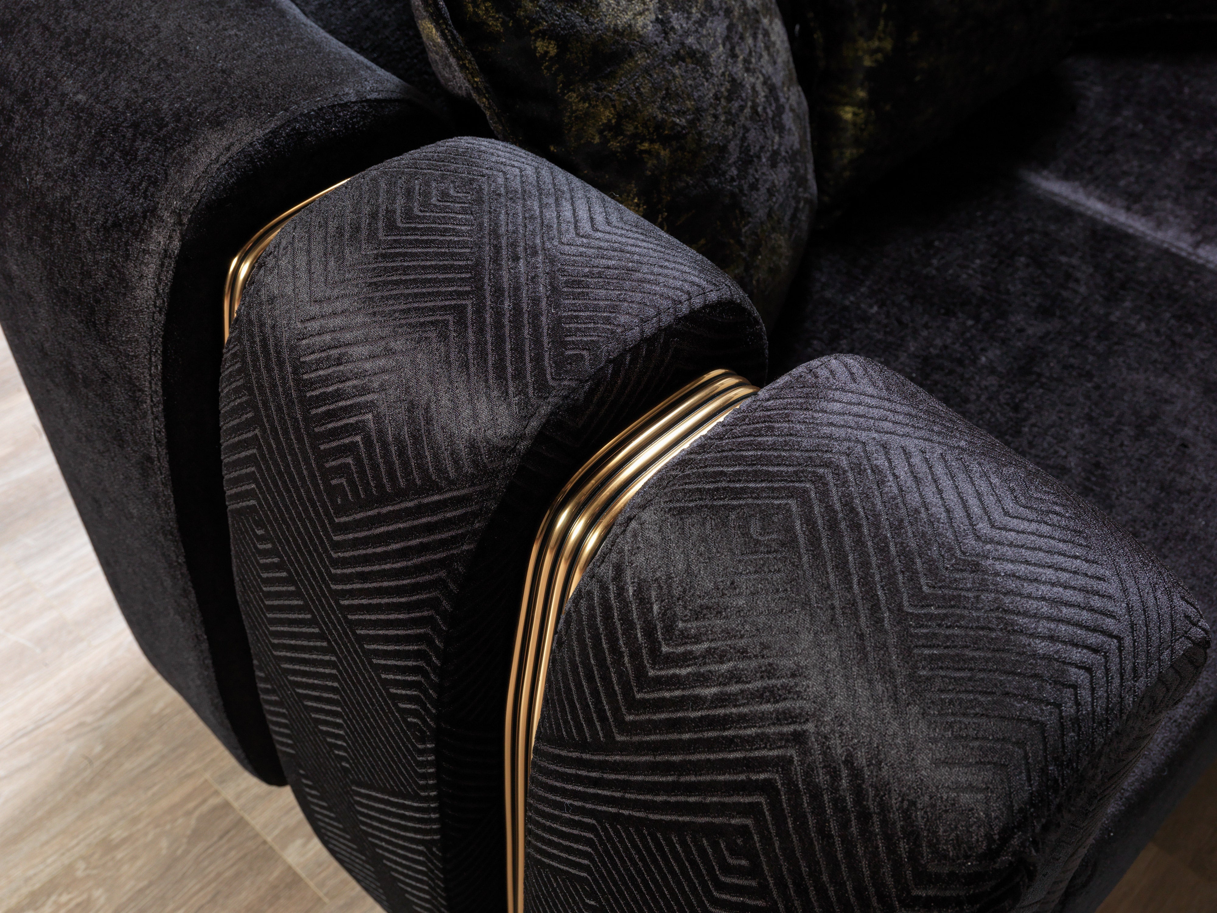 Santana Black Velvet Sofa