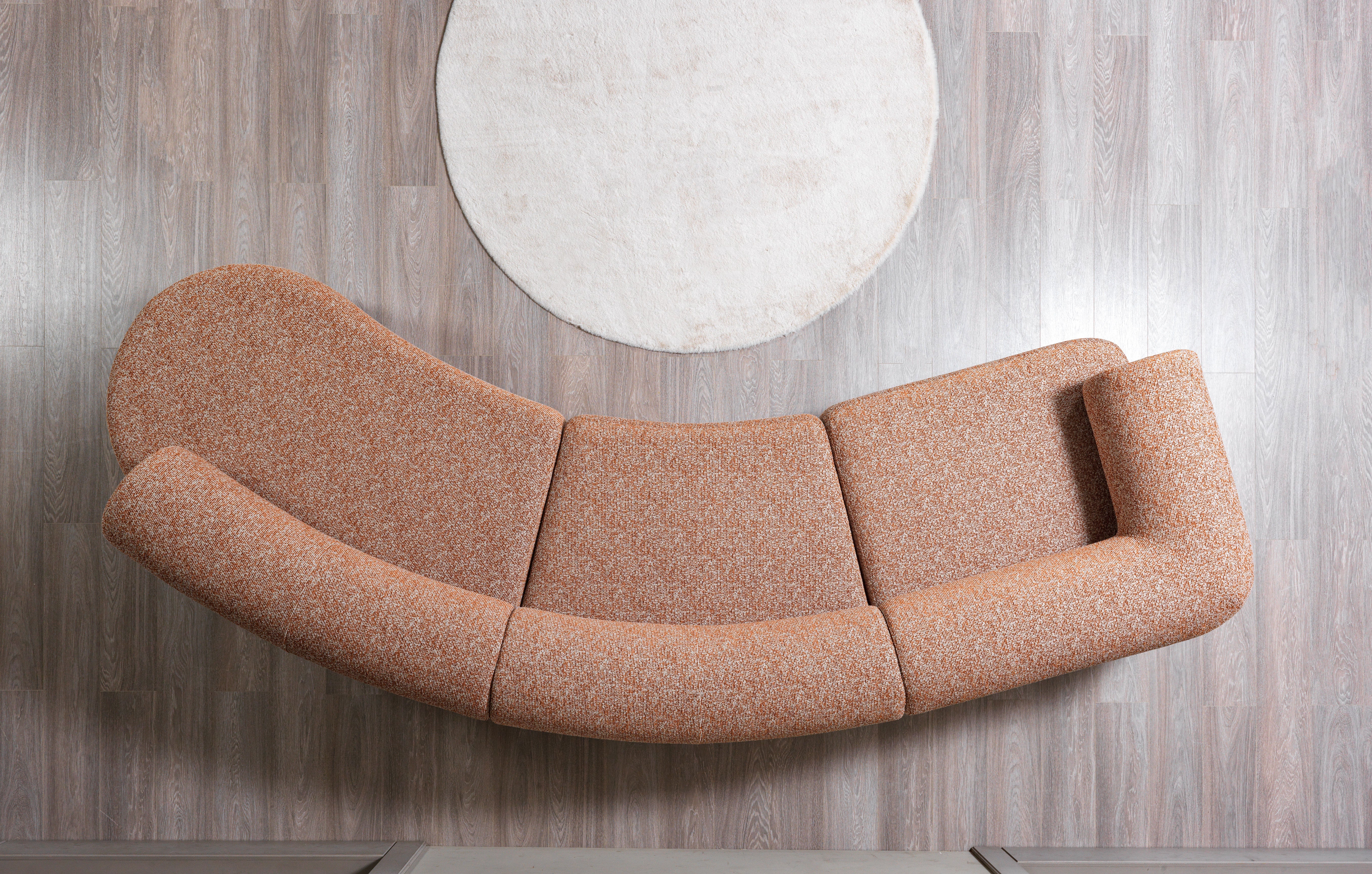 Lena Orange Boucle 3-Piece Curved 145" Sectional