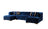 Neva Blue Velvet Double Chaise 138" Sectional