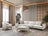 Dylan Ivory Linen 3-Piece Curved 126" Sectional with Ottoman