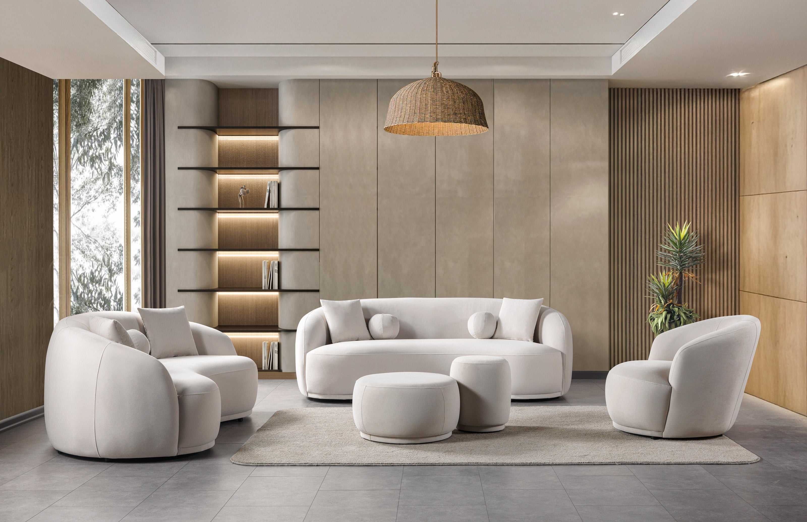 Bonita Ivory Velvet Sofa 91"