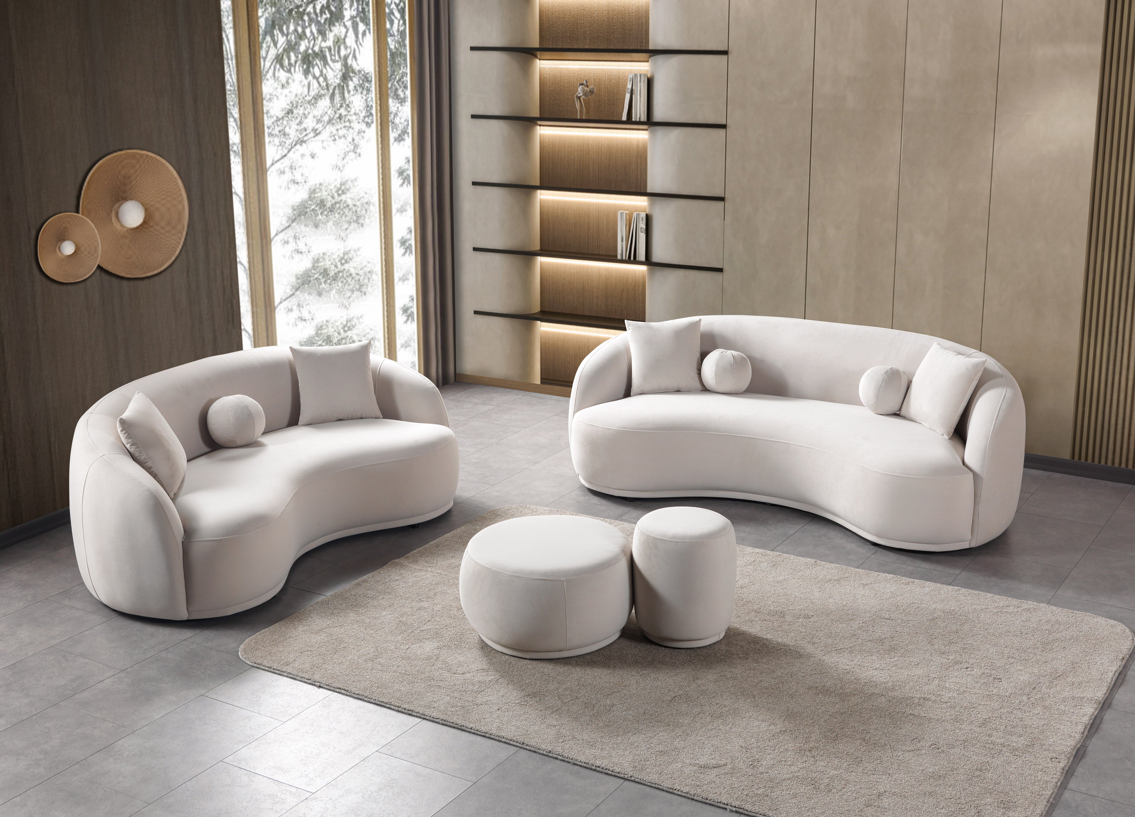 Bonita Ivory Velvet Sofa 91"