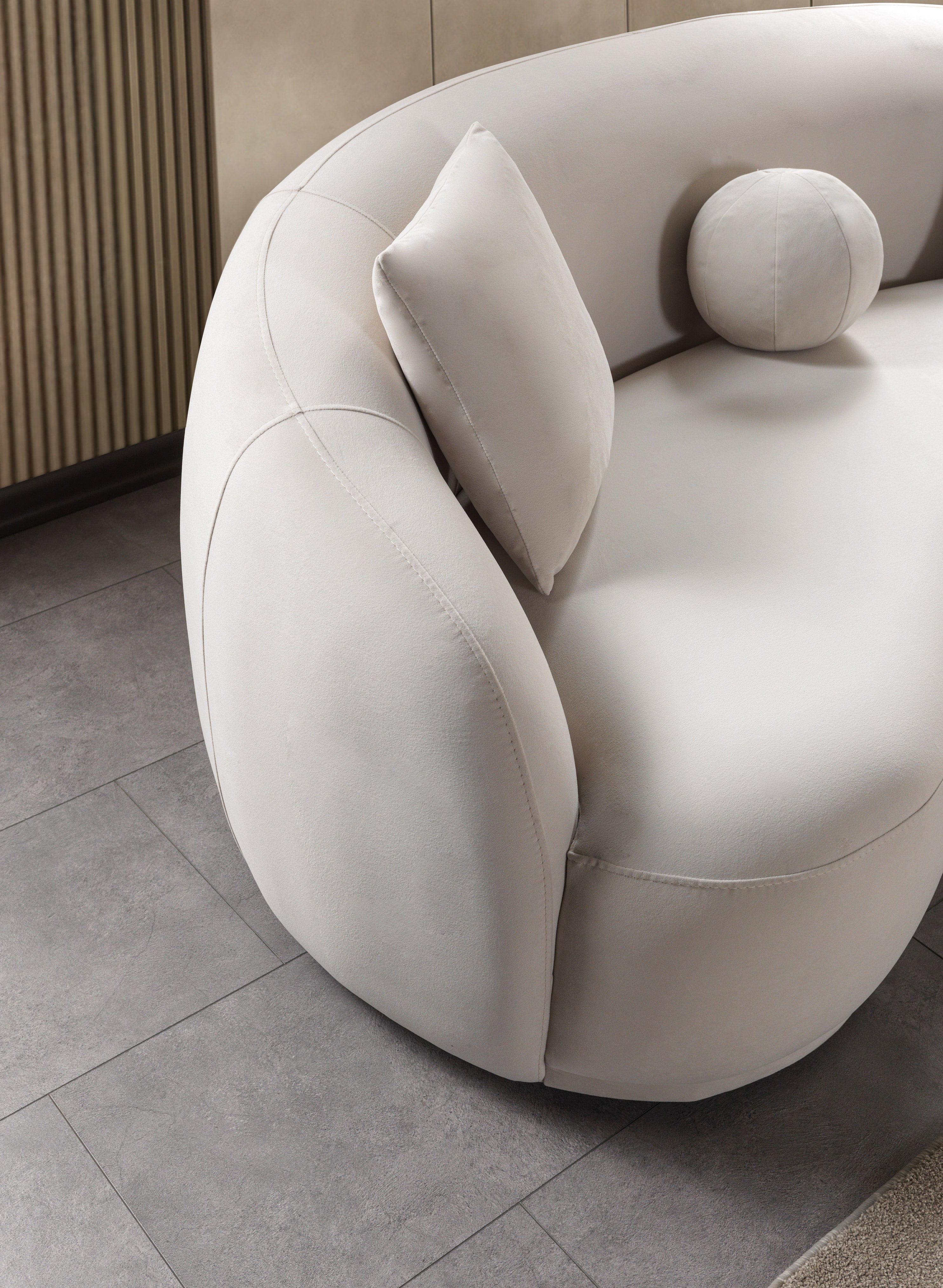 Bonita Ivory Velvet Sofa 91"