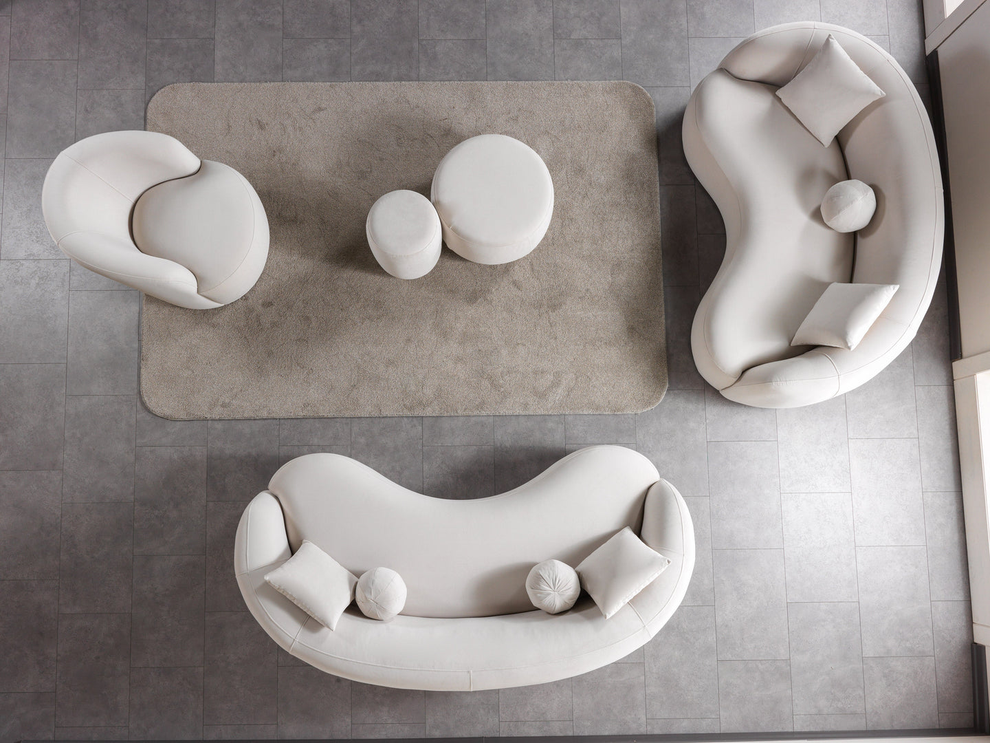Cloe Ivory Velvet Stool