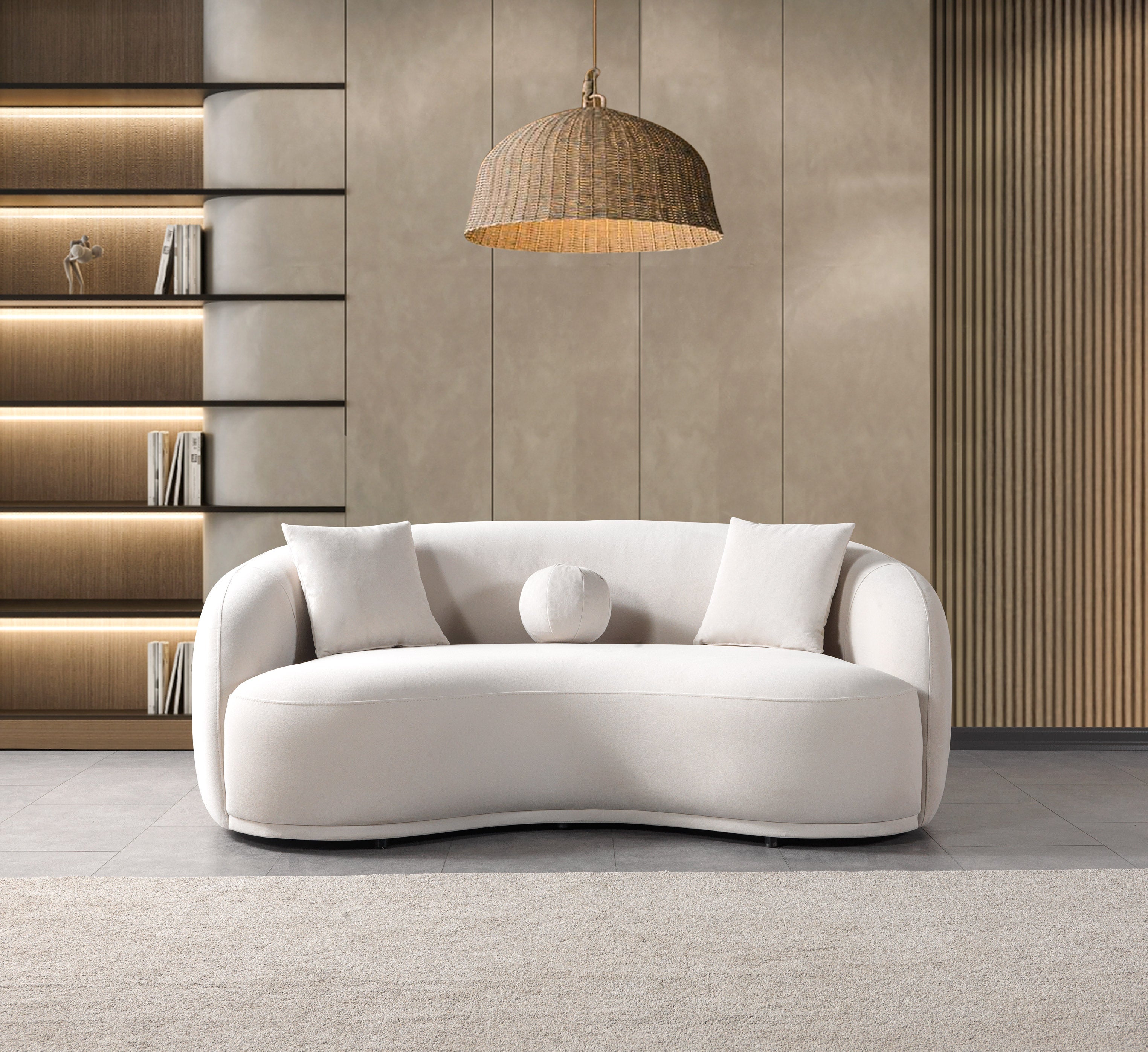 Bonita Ivory Velvet Loveseat 81"