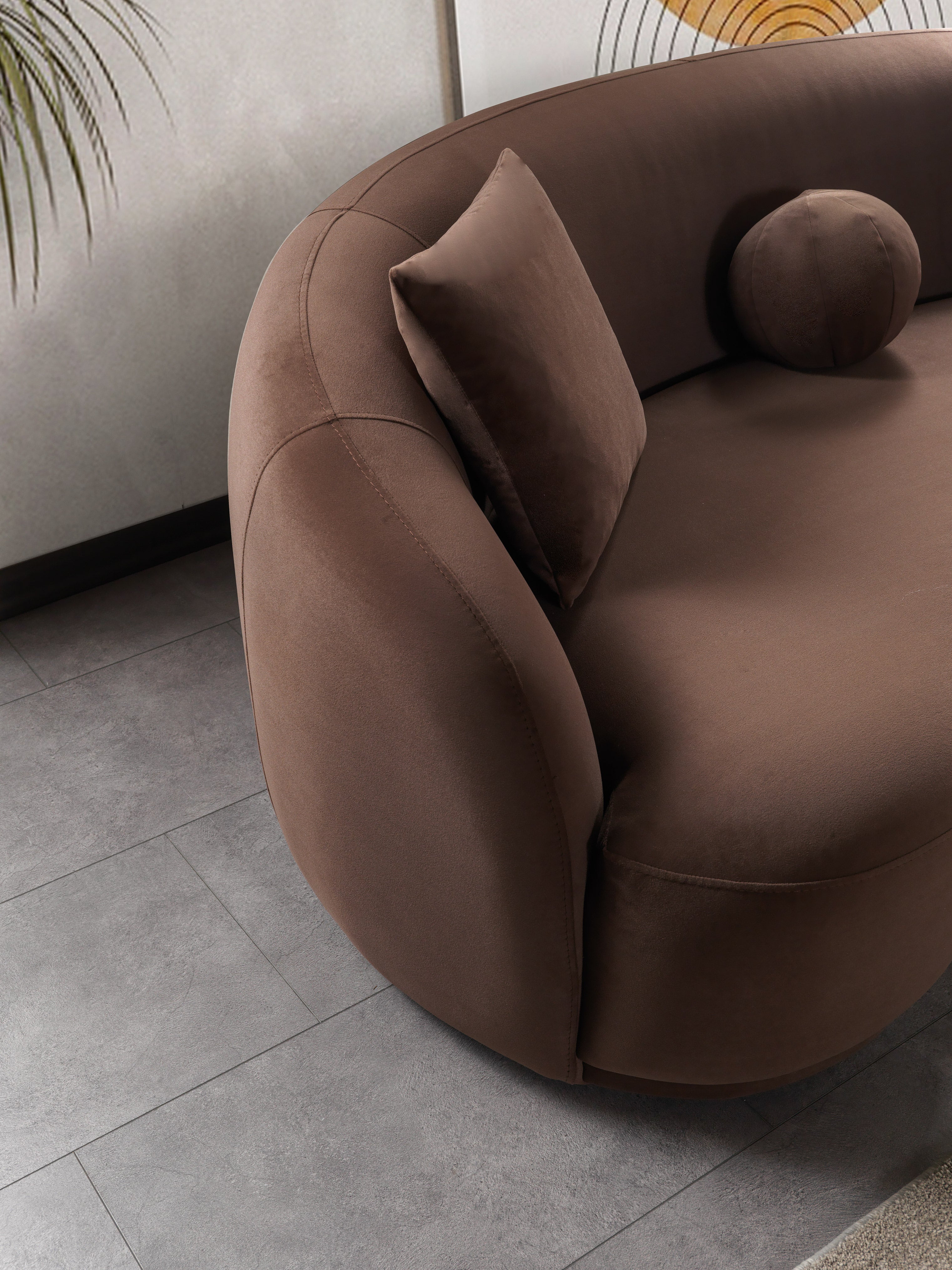 Bonita Coffee Velvet Sofa 91" & Loveseat 81"