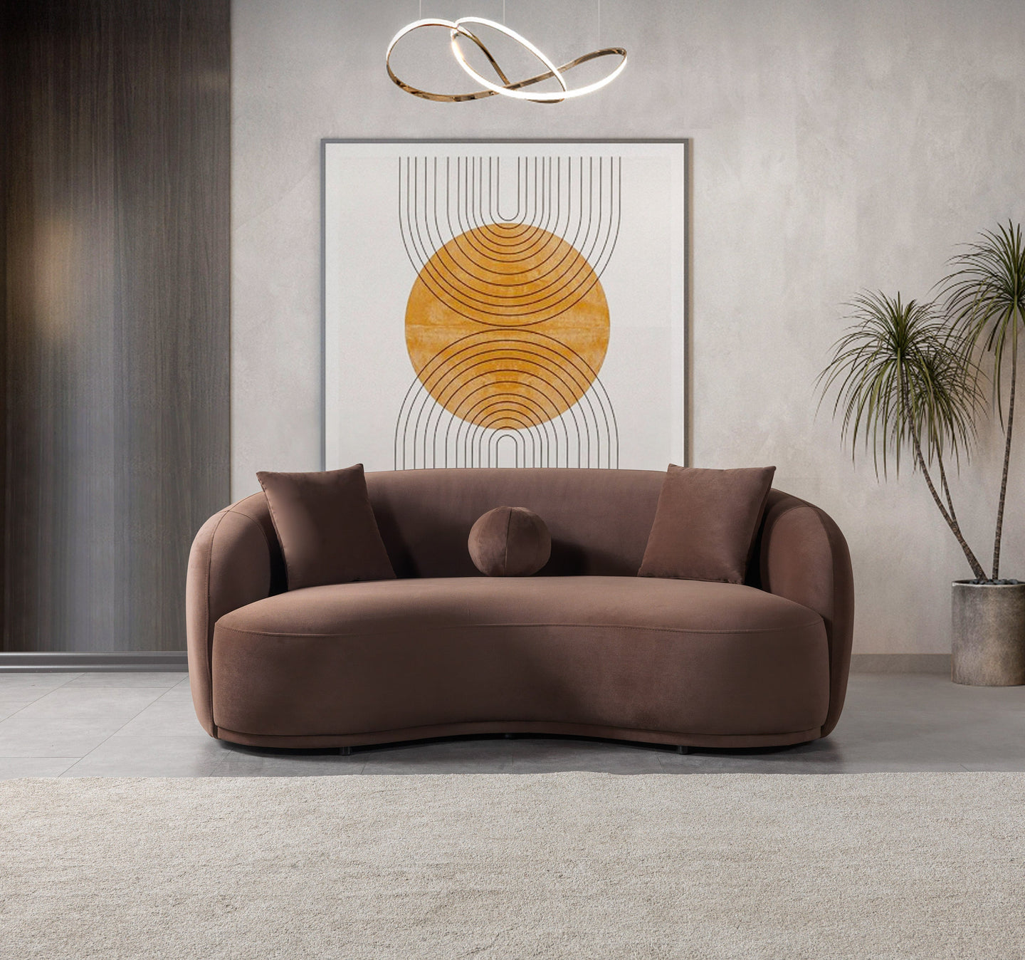 Bonita Coffee Velvet Loveseat 81"