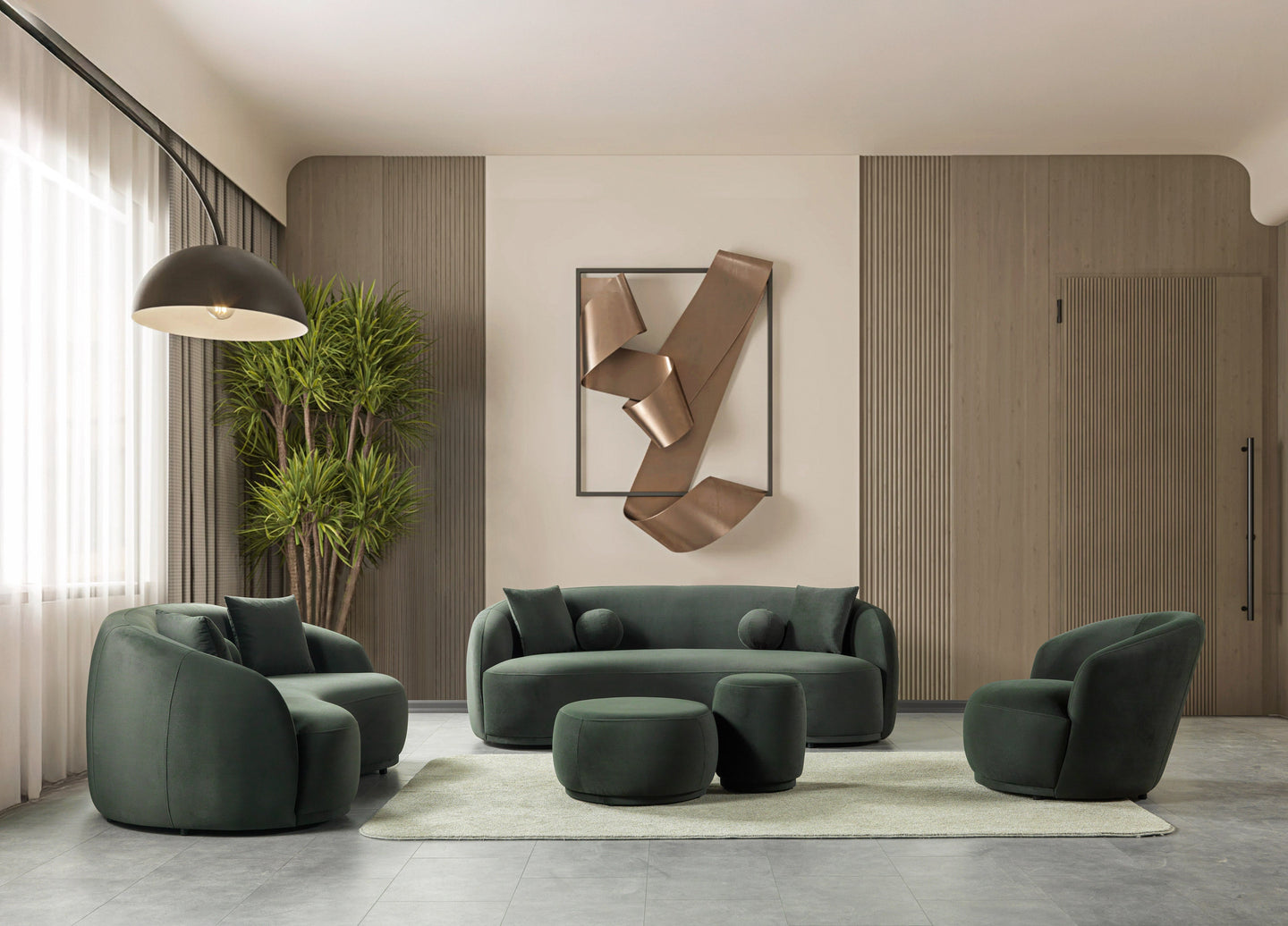 Bonita Green Velvet Loveseat 81"