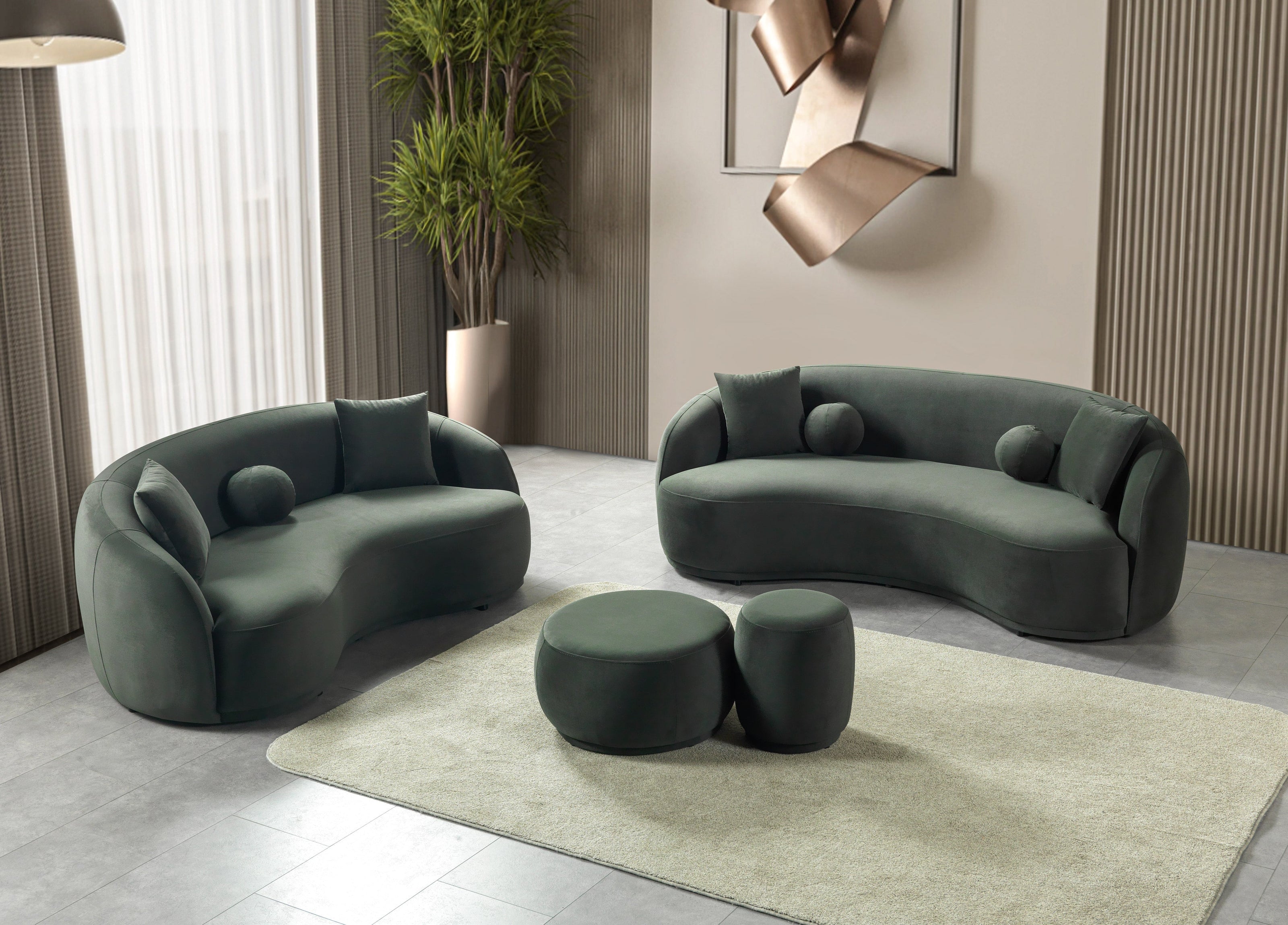 Bonita Green Velvet Sofa 91" & Loveseat 81"