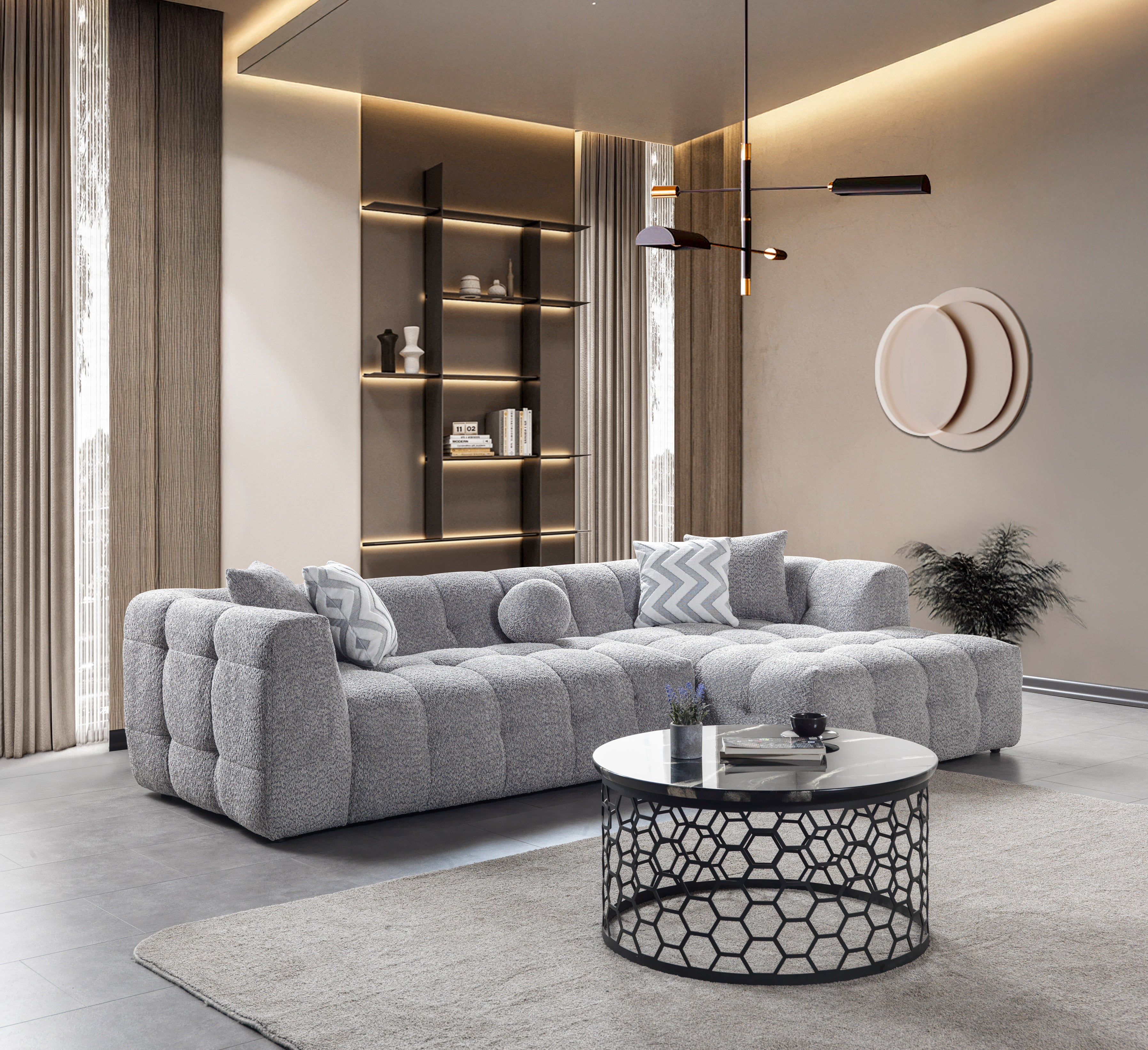 Ivy Gray Boucle RAF 110" Sectional