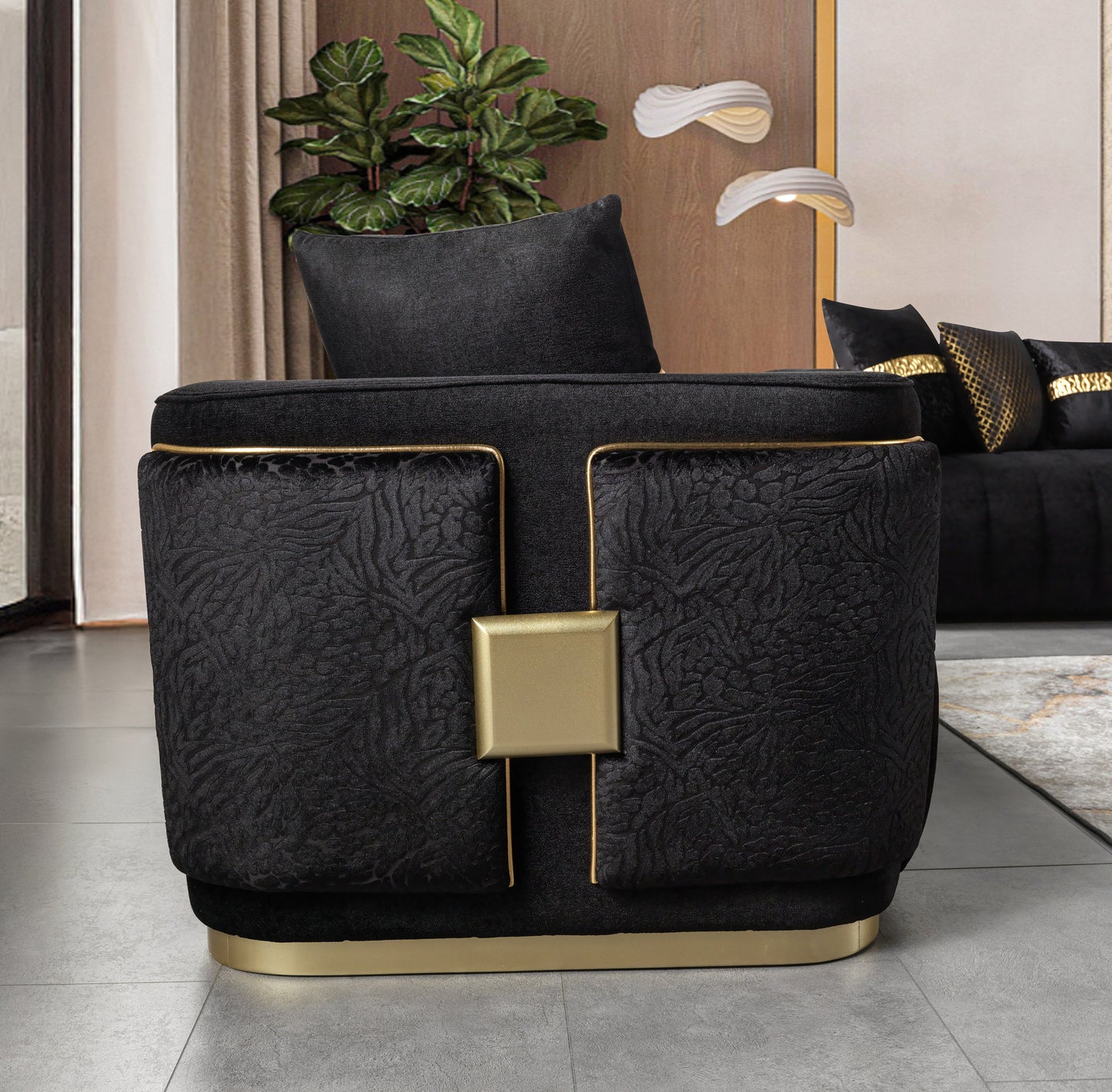 Carlina Black Velvet Sofa & Loveseat