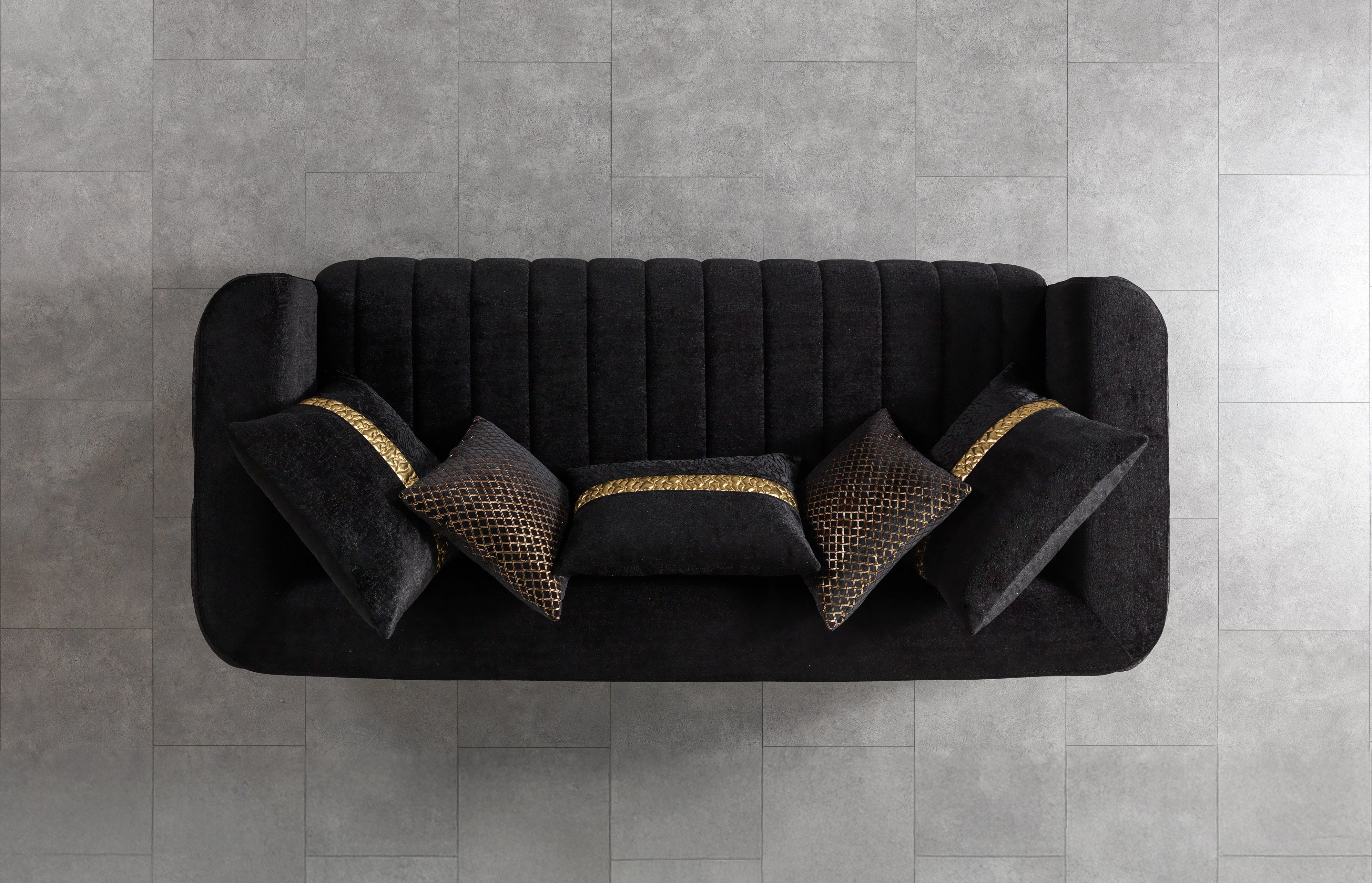 Carlina Black Velvet Sofa
