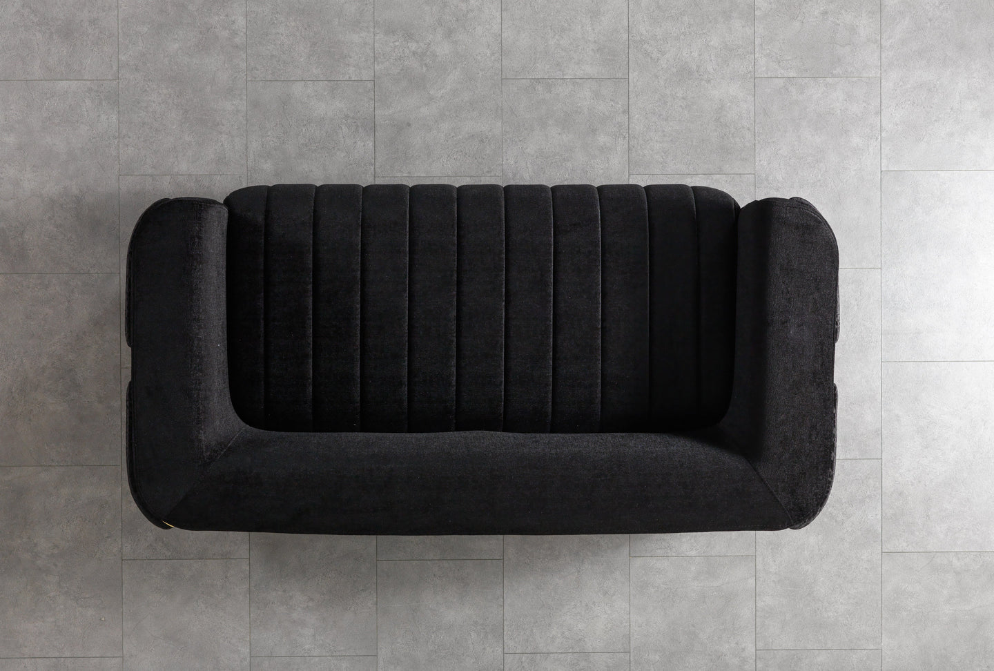 Carlina Black Velvet Loveseat 77"