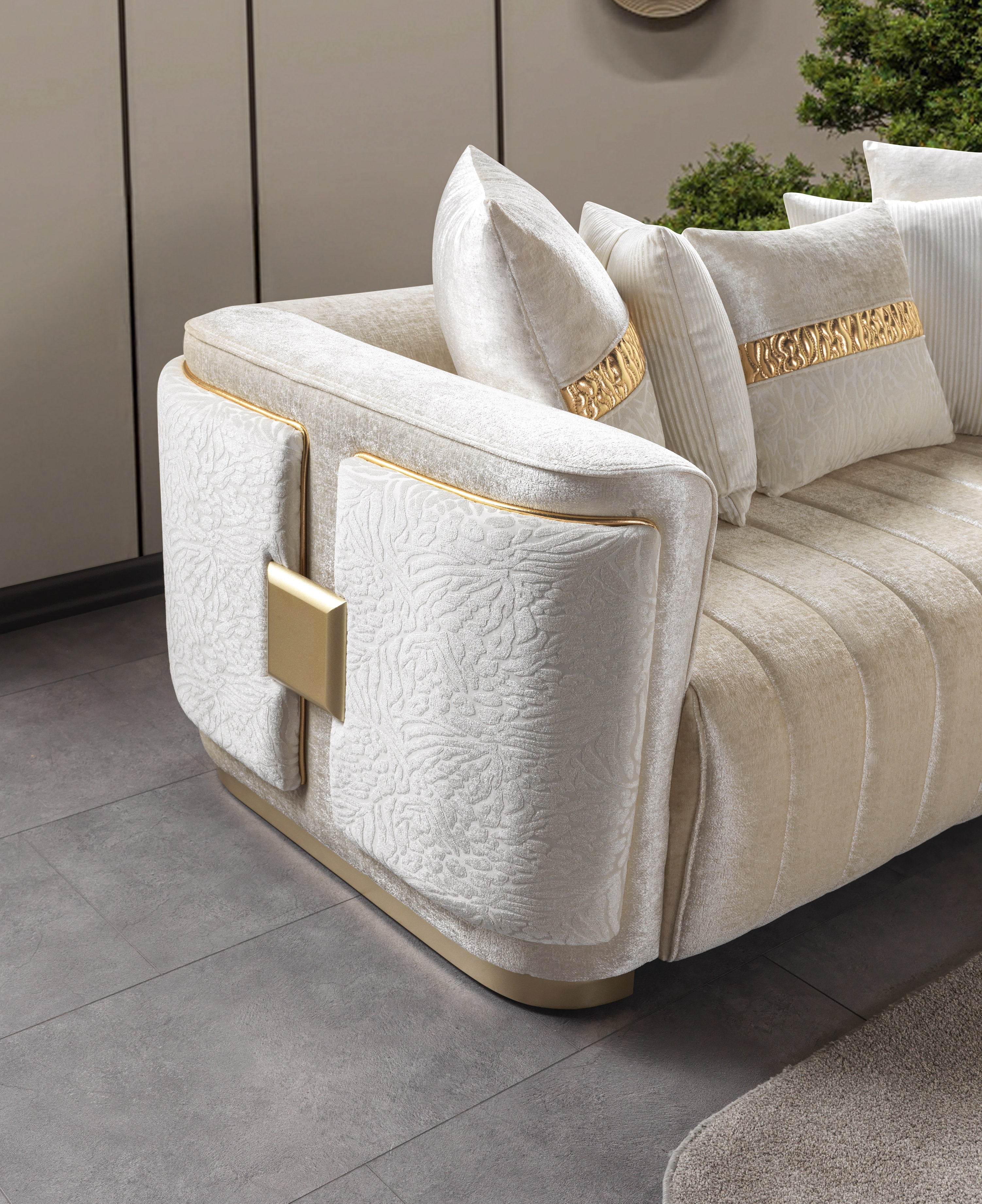 Carlina Ivory Velvet Sofa