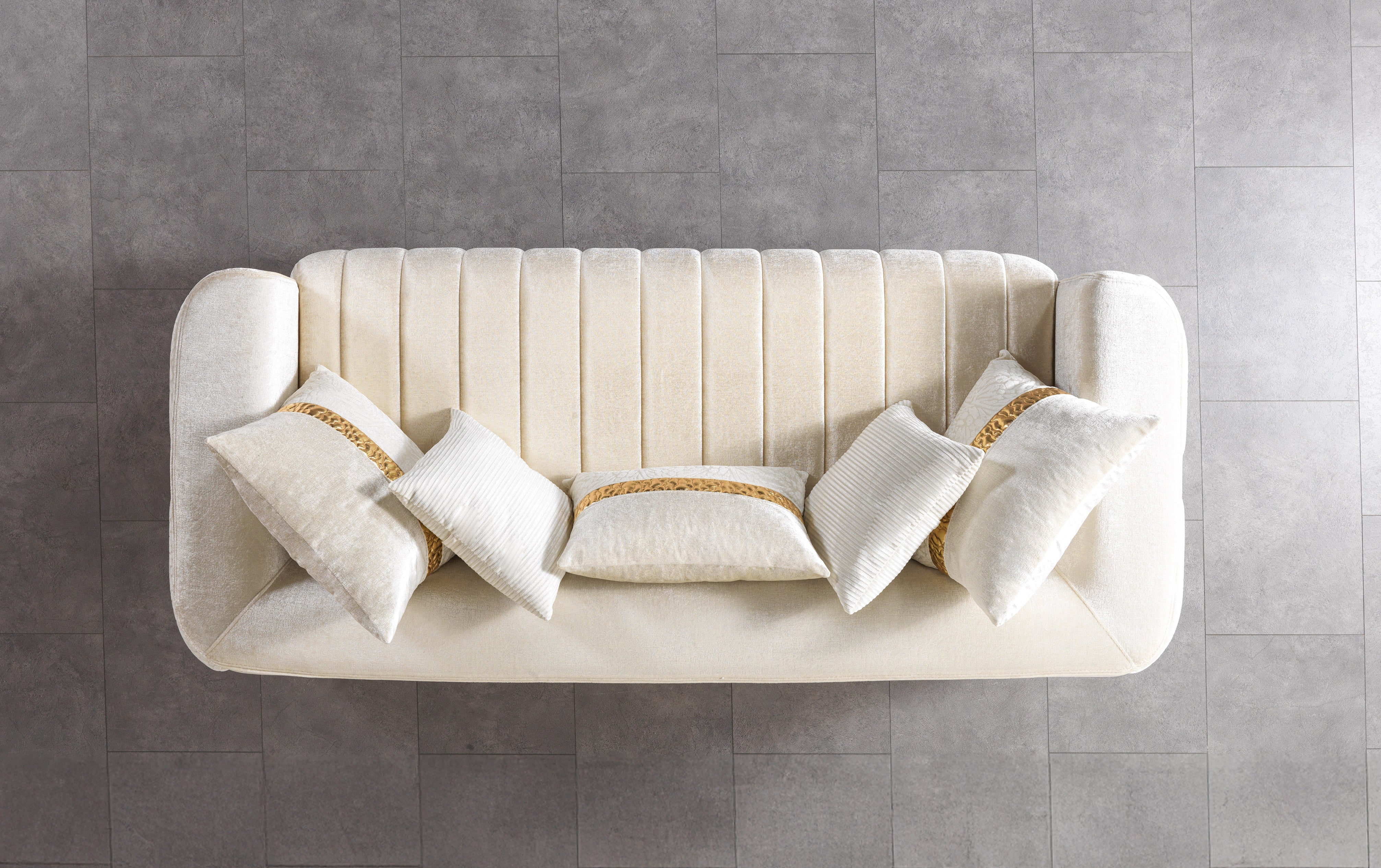 Carlina Ivory Velvet Sofa & Loveseat