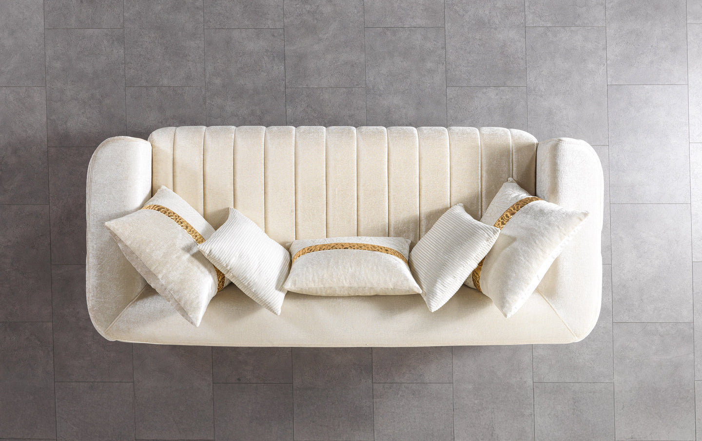 Carlina Ivory Velvet Sofa & Loveseat
