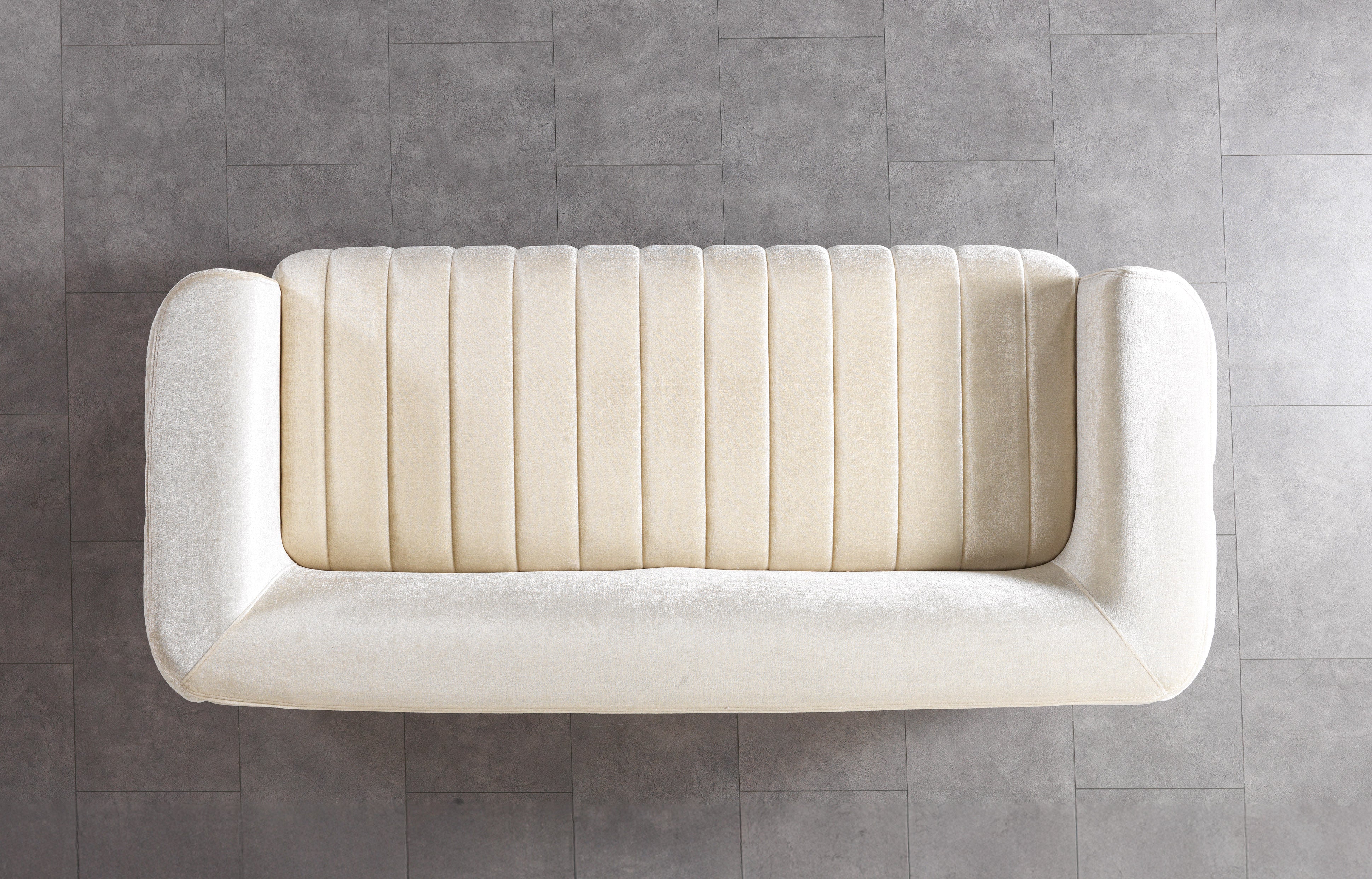 Carlina Ivory Velvet Sofa