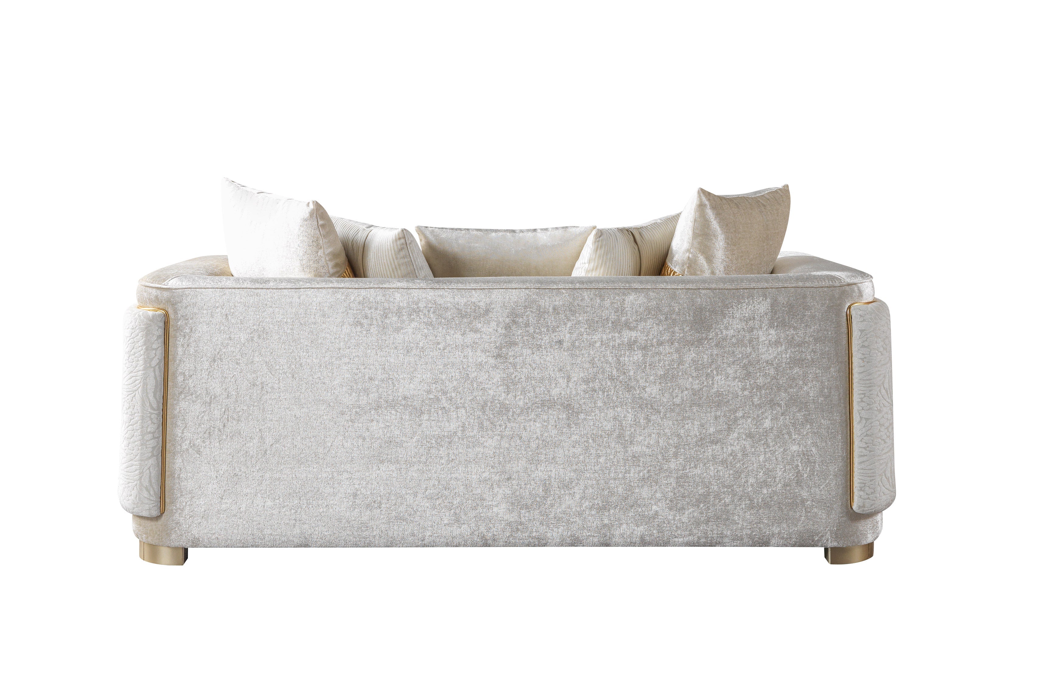 Carlina Ivory Velvet Loveseat 77"