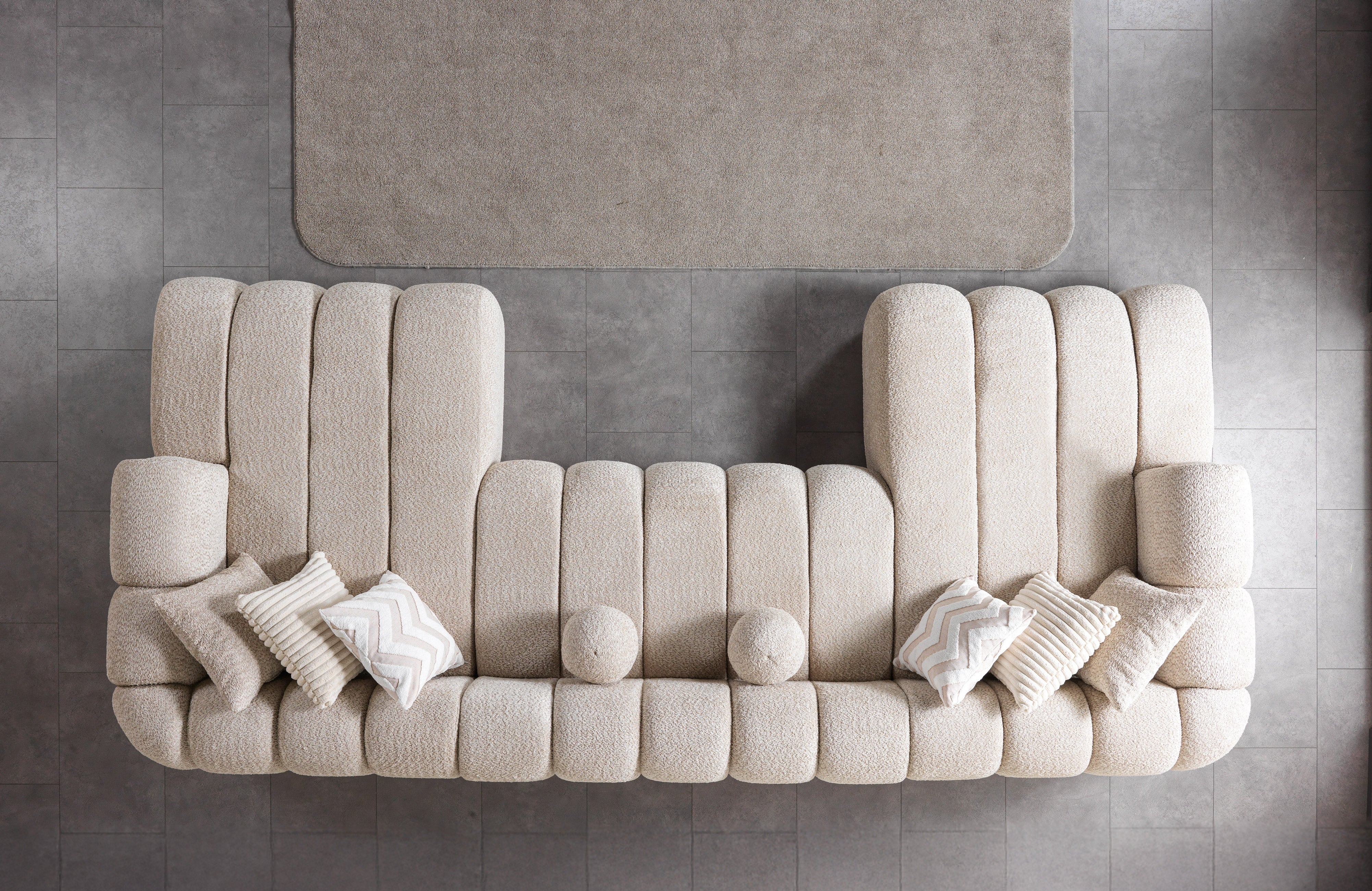 Lis Sand Boucle Double Chaise 147" Sectional
