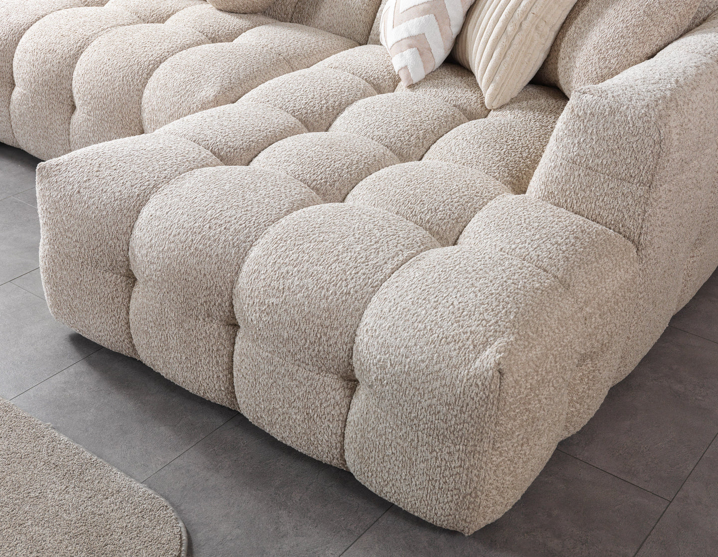 Ivy Sand Boucle Double Chaise 146" Sectional
