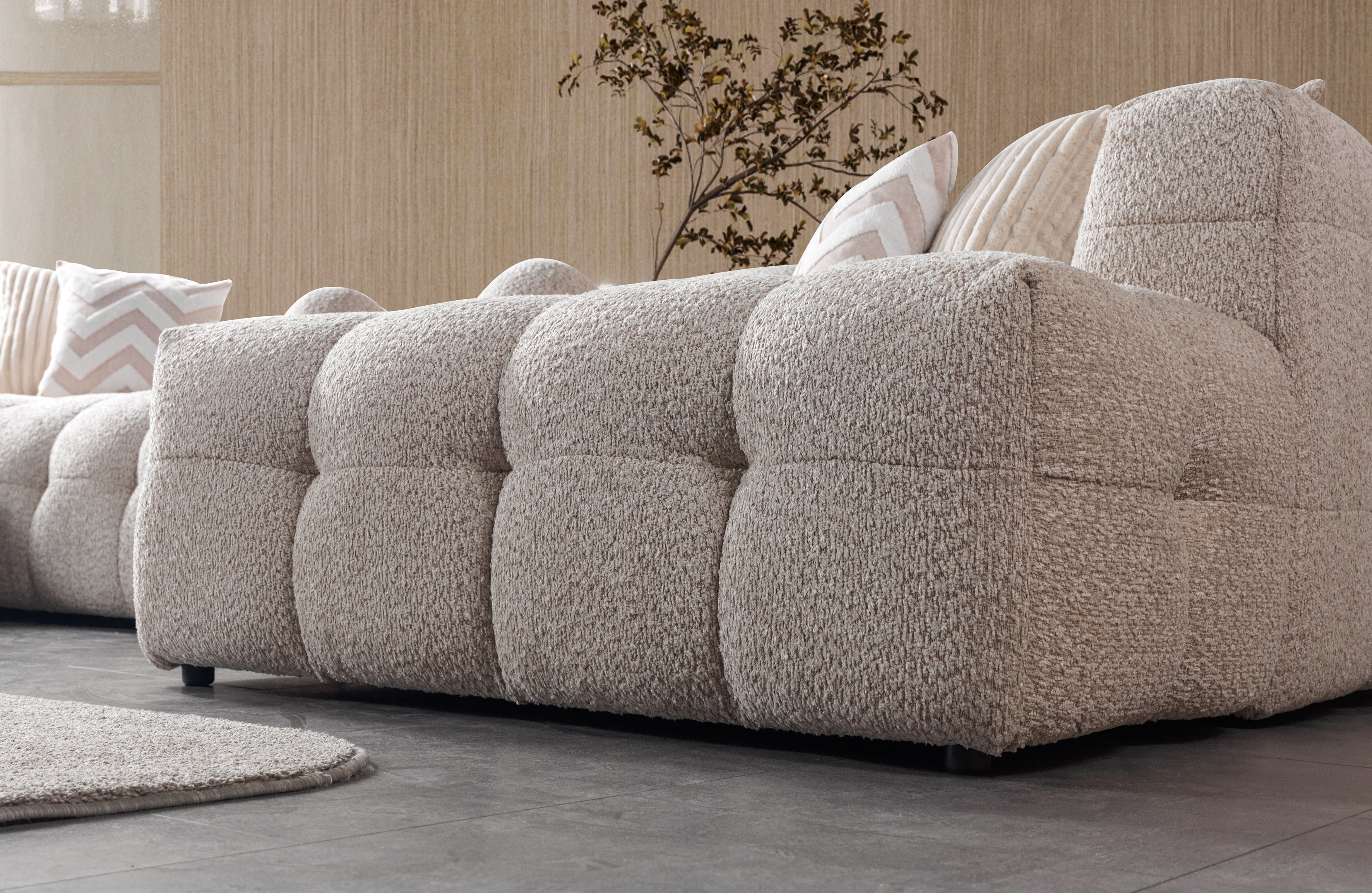 Ivy Sand Boucle Double Chaise 146" Sectional