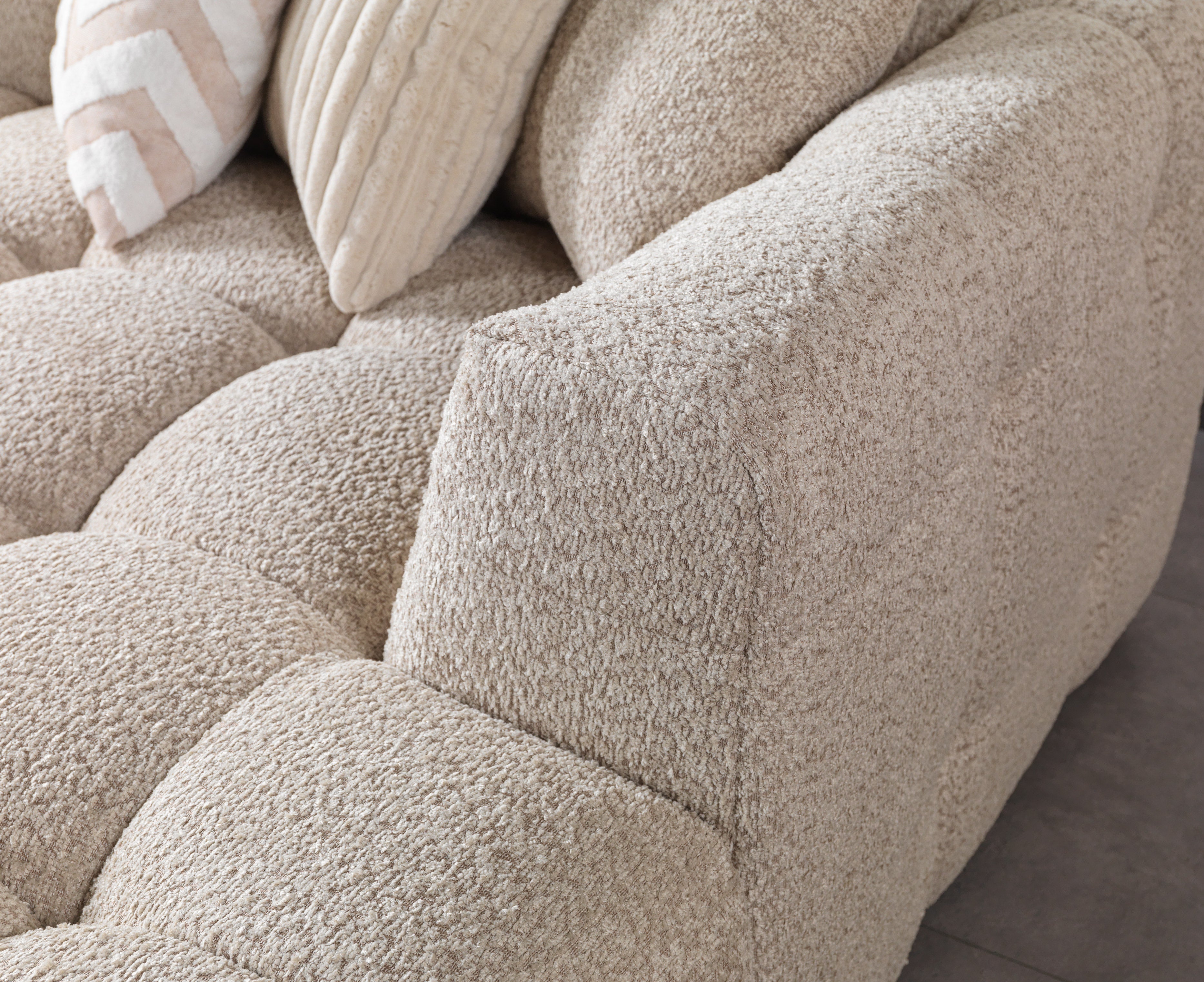 Ivy Sand Boucle Double Chaise 146" Sectional