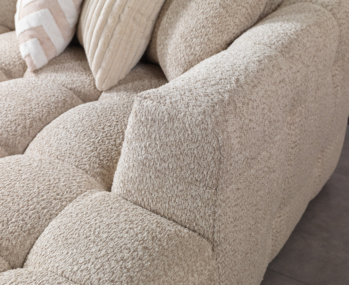 Ivy Sand Boucle Double Chaise 146" Sectional
