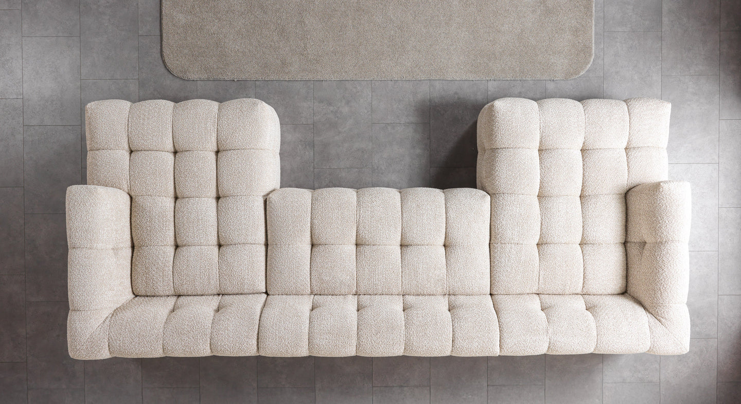 Ivy Sand Boucle Double Chaise 146" Sectional