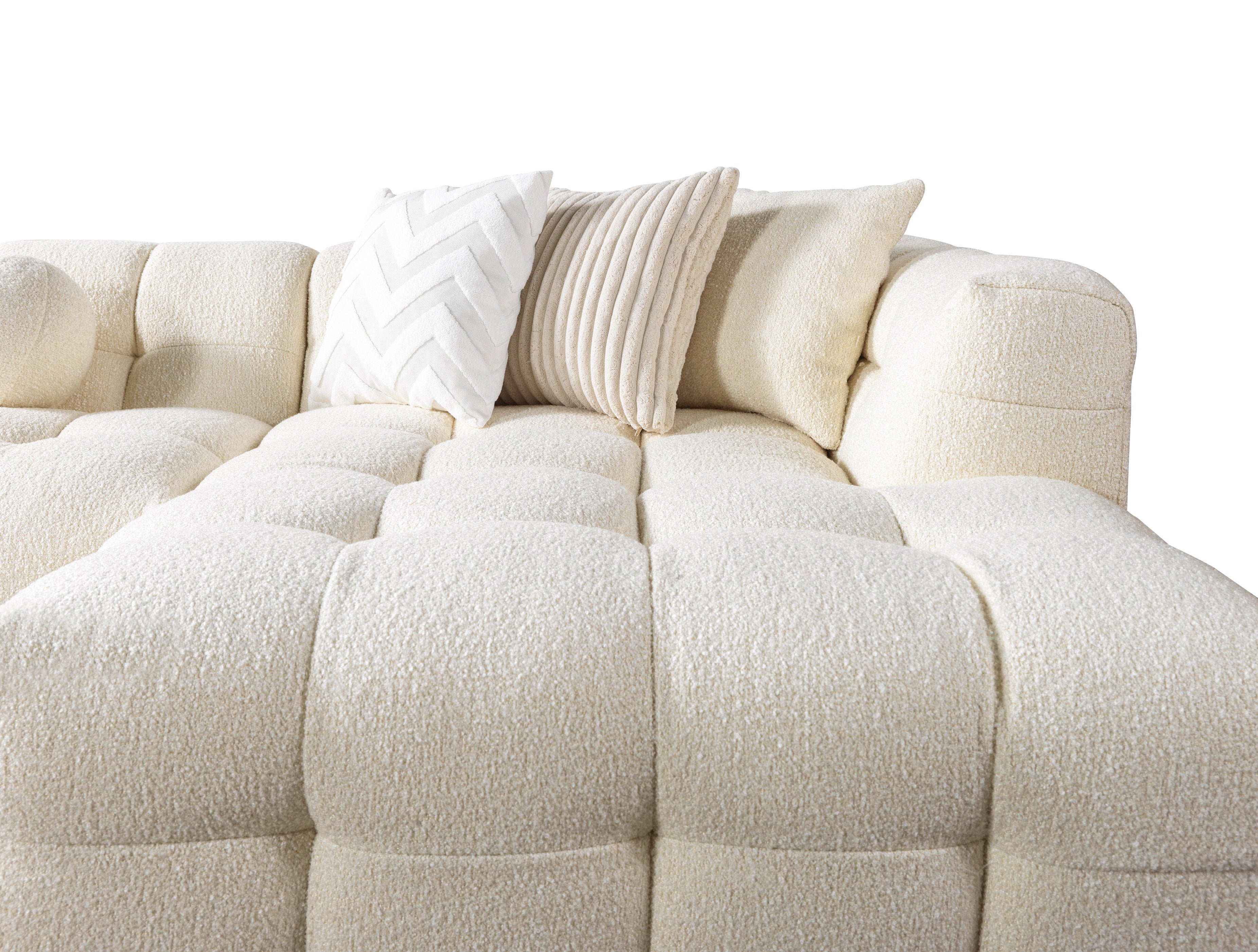Ivy Ivory Boucle Double Chaise 146" Sectional