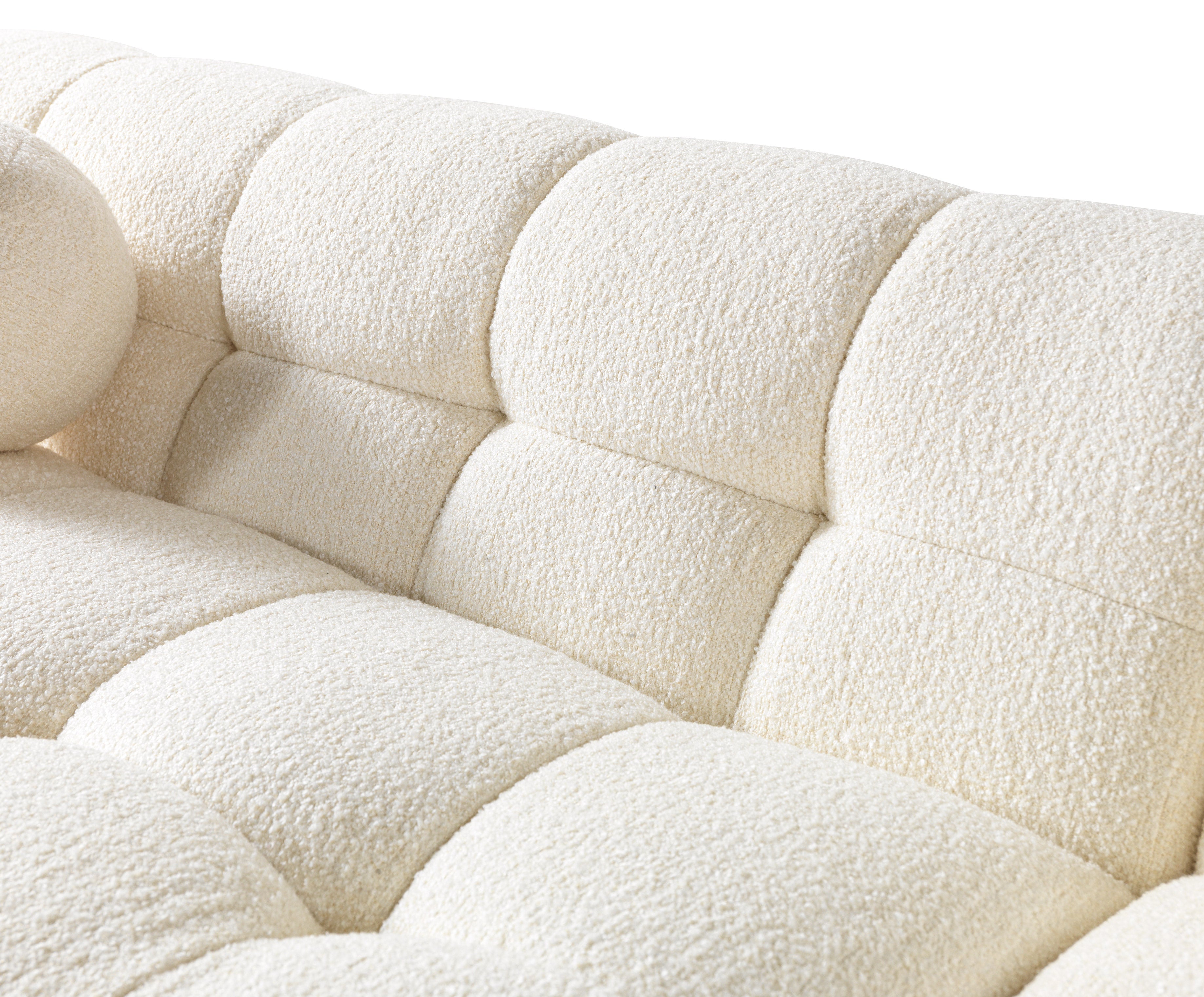 Ivy Ivory Boucle Double Chaise 146" Sectional