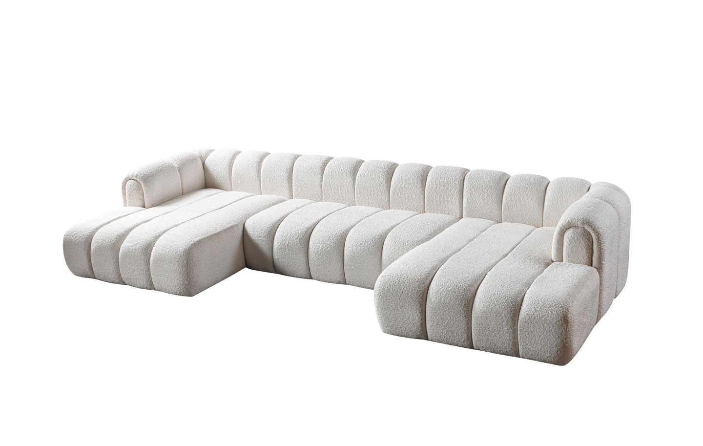 Lis Ivory Boucle Double Chaise 147" Sectional