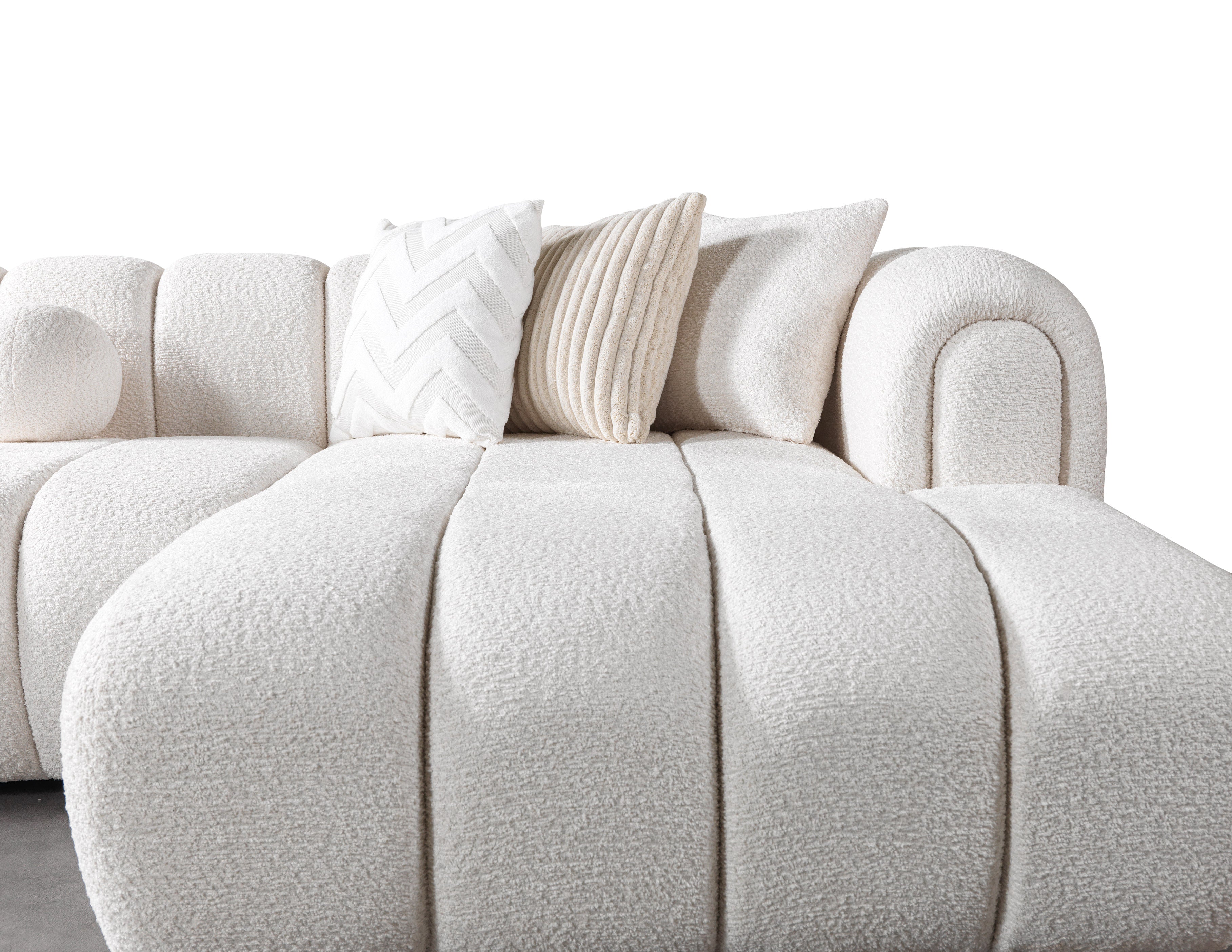 Lis Ivory Boucle Double Chaise 147" Sectional
