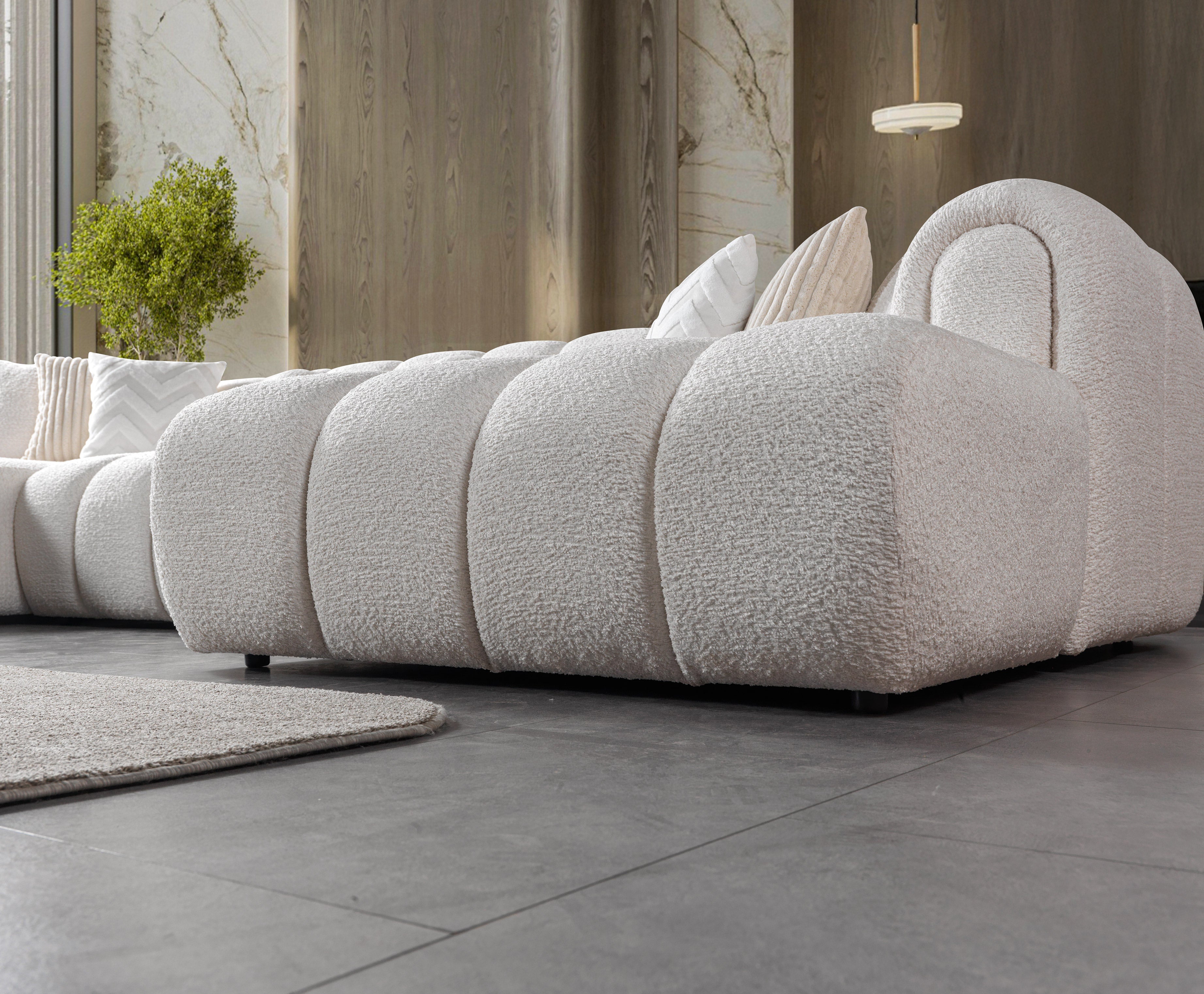 Lis Ivory Boucle Double Chaise 147" Sectional