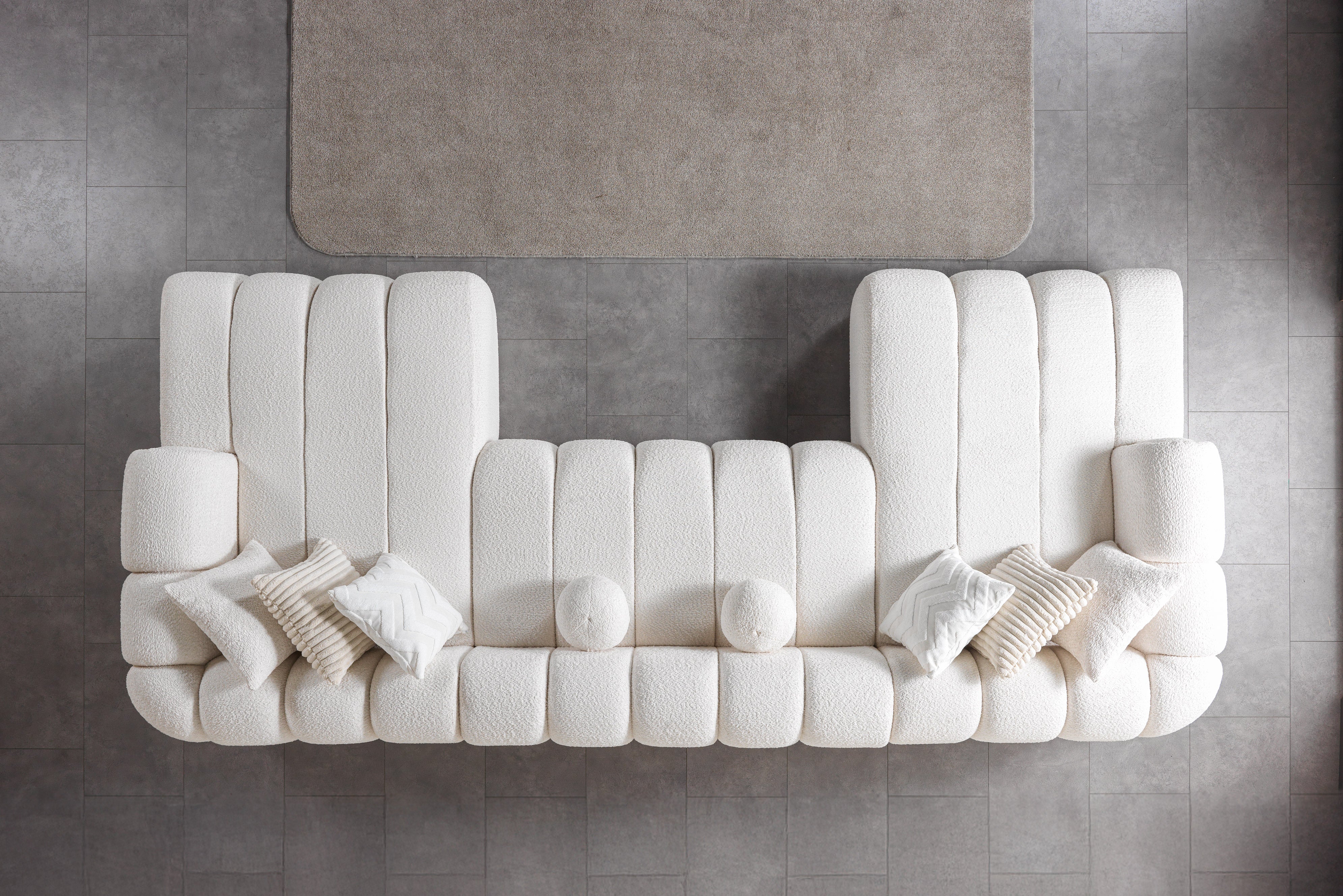 Lis Ivory Boucle Double Chaise 147" Sectional